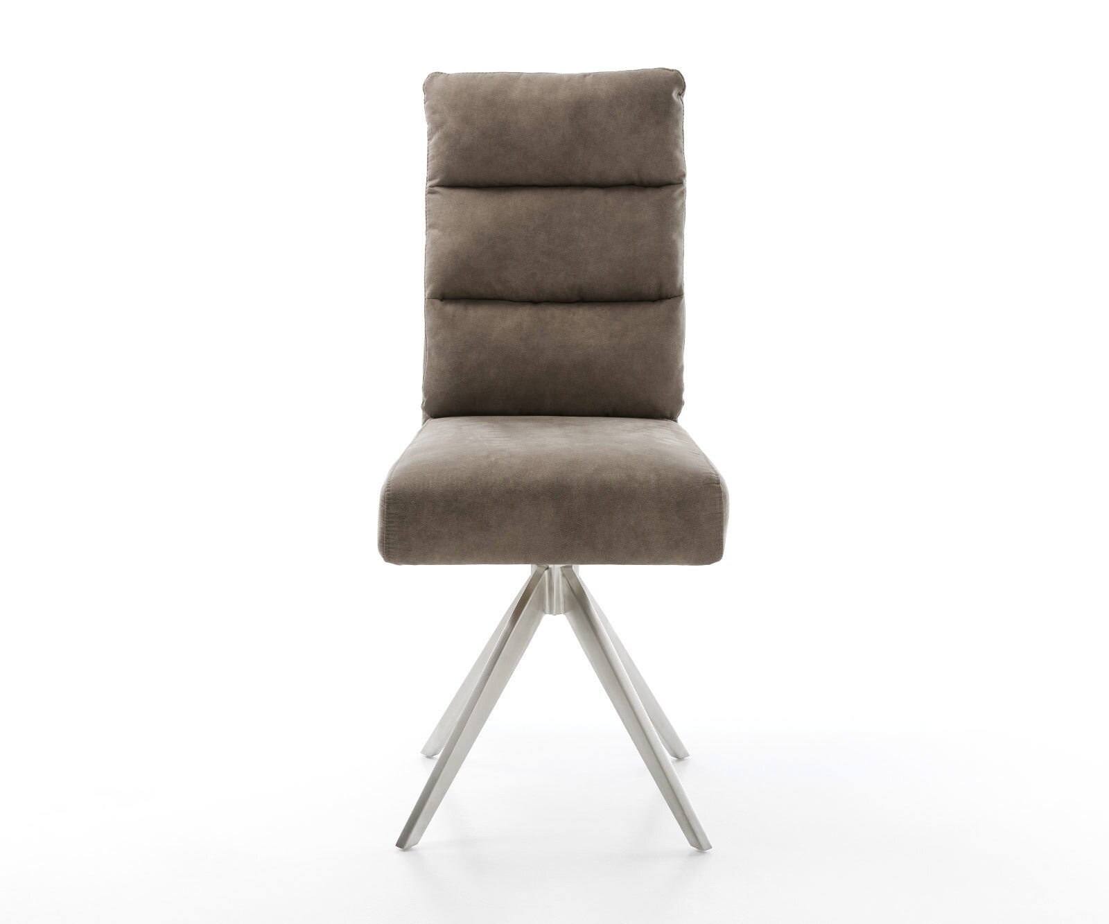 Eetkamerstoel Pela-Flex microvelours taupe vintage kruisframe hoekig roestvrij staal pocketveer kern 1 Eetkamerstoel Pela-Flex microvelours taupe vintage kruisframe hoekig roestvrij staal pocketveer kern 1