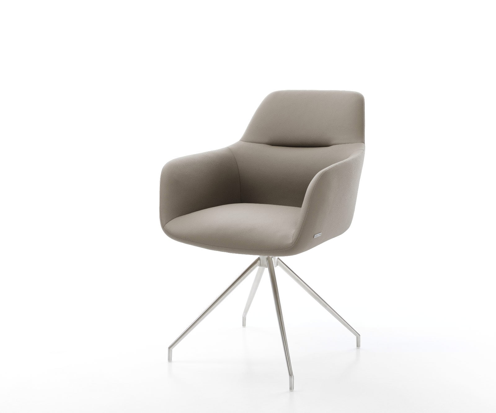 Eetkamerstoel Pejo-Flex echt leer mud kruisframe conisch roestvrij staal pocketveer kern 1