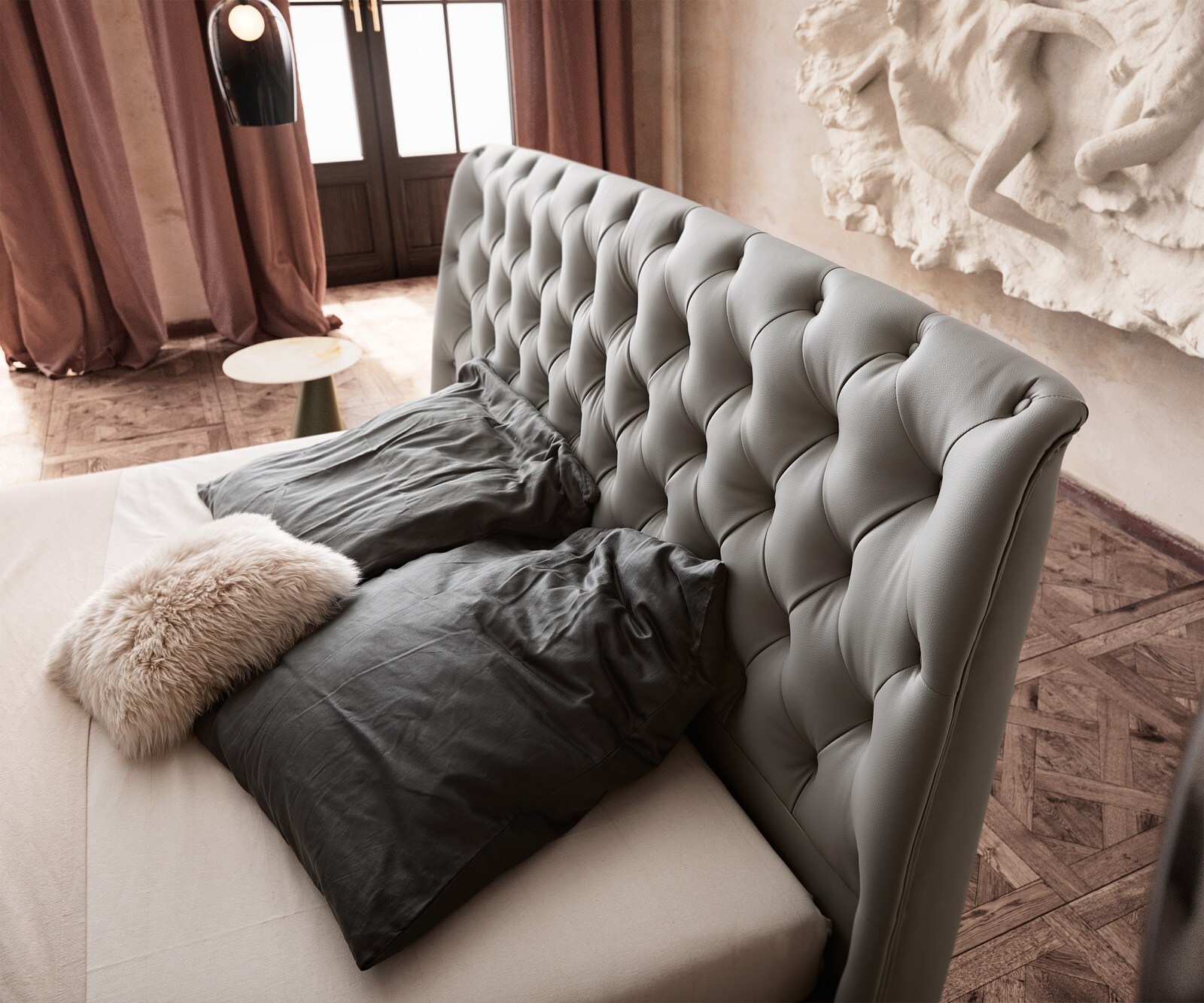 Bedframe Rafinata 180x200 cm kunstleer lichtgrijs 3
