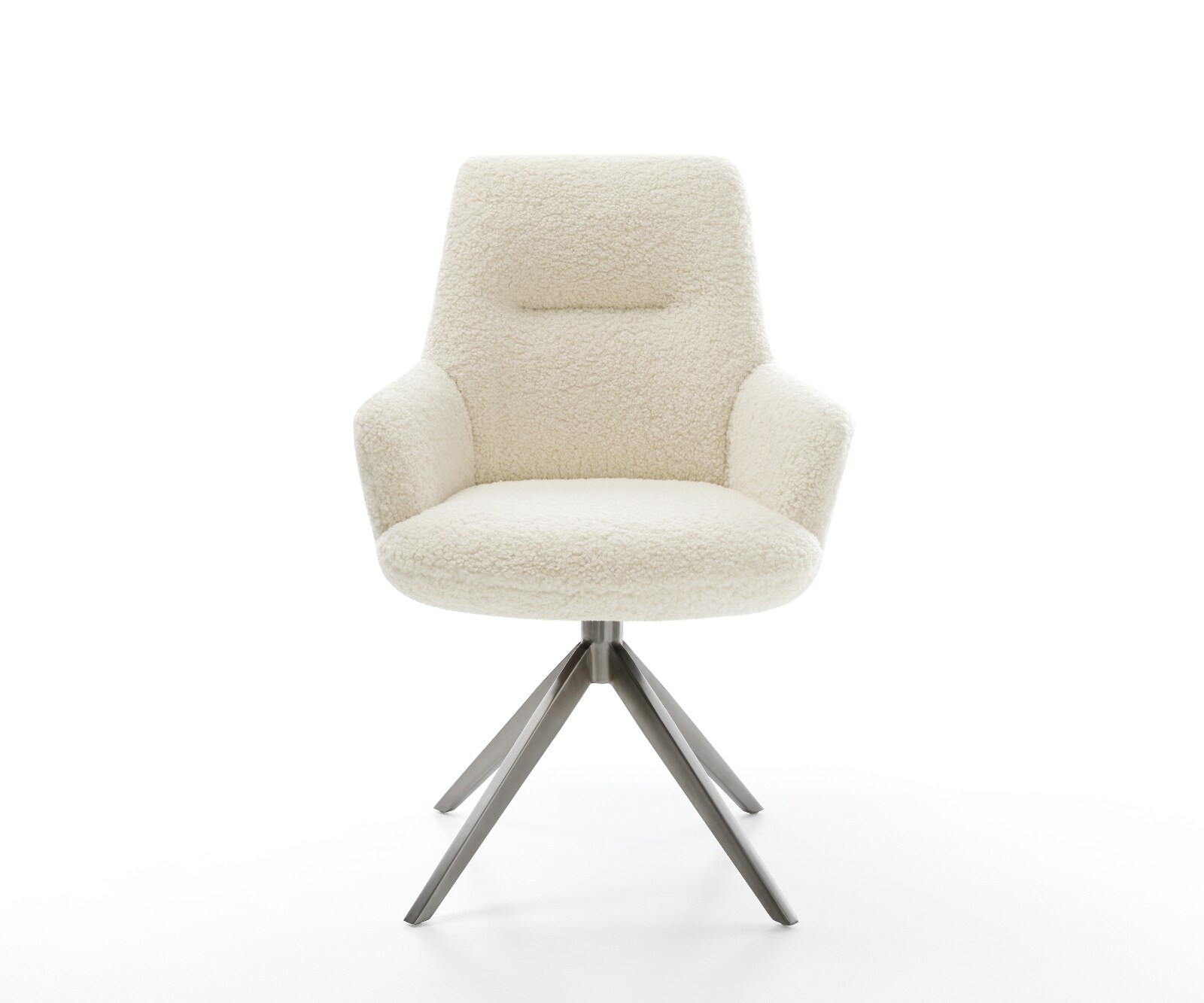 Draaistoel Zelia-Flex met armleuning teddy beige kruisframe breed grafiet 360° draaibaar rocker-functie pocketveer kern 2