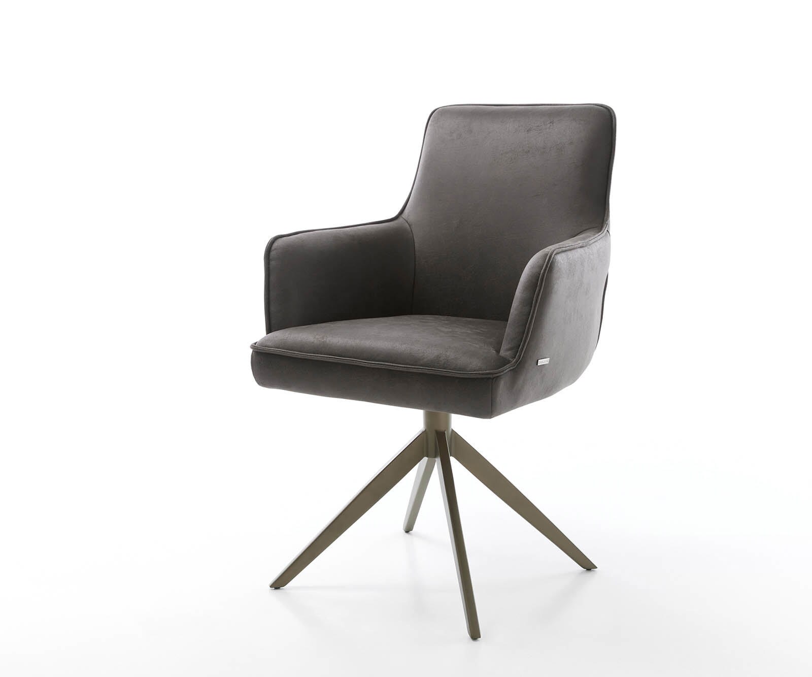 Draaistoel Heira-Flex met armleuning microvelours antraciet vintage kruisframe breed afwerking met titanium 360° draaibaar pocketveer kern