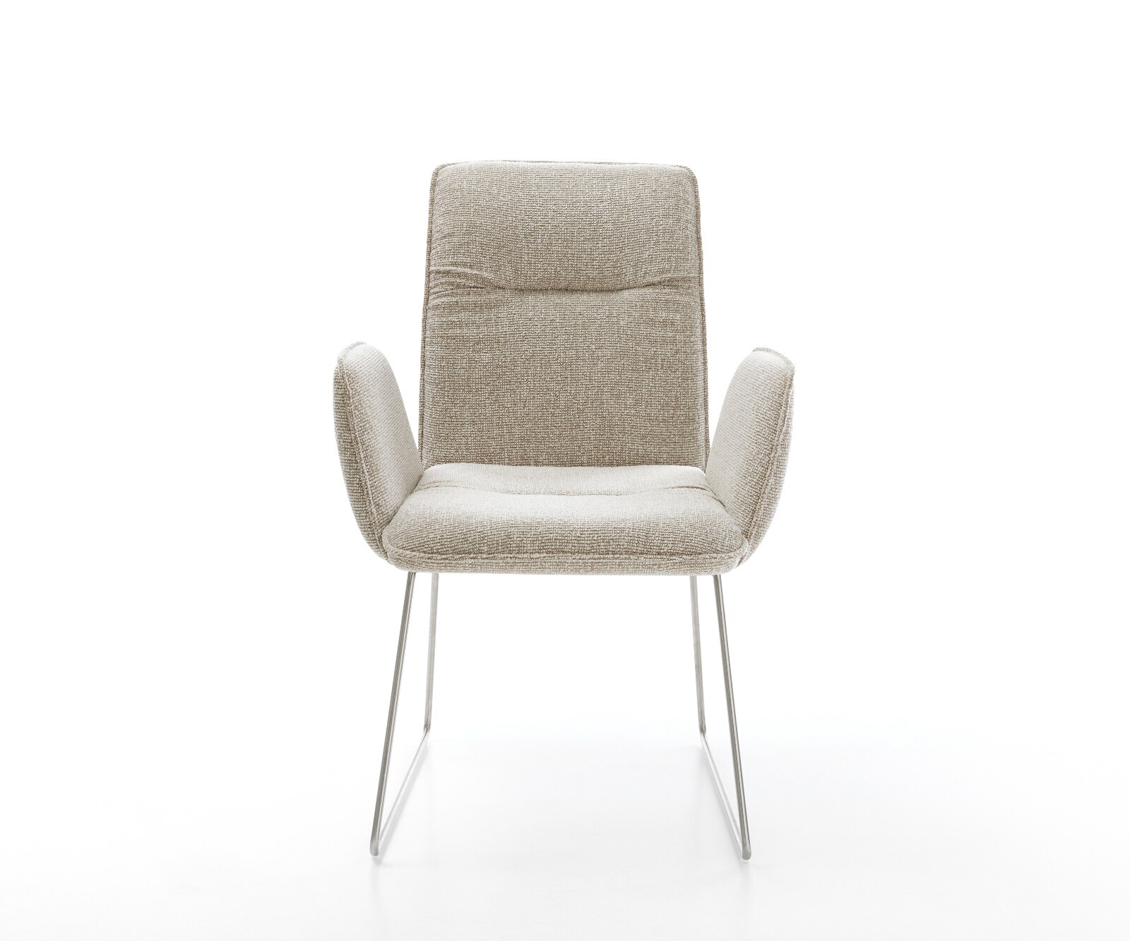 Eetkamerstoel Vinja-Flex geweven stof beige slipframe roestvrij staal 1