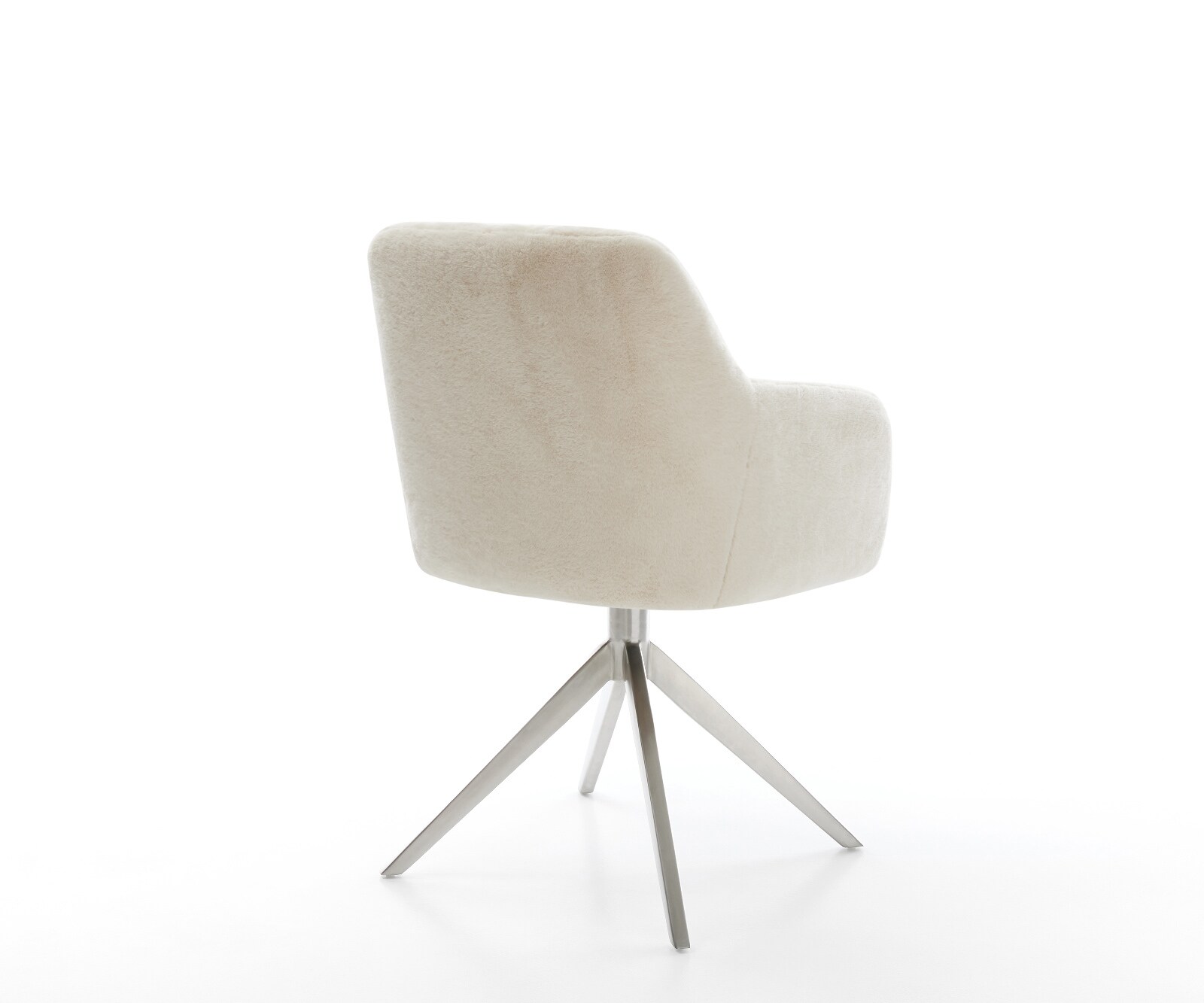 Draaistoel Greg-Flex pluchen crème-wit kruisframe breed roestvrij staal 360° draaibaar rocker-functie pocketveer kern 5