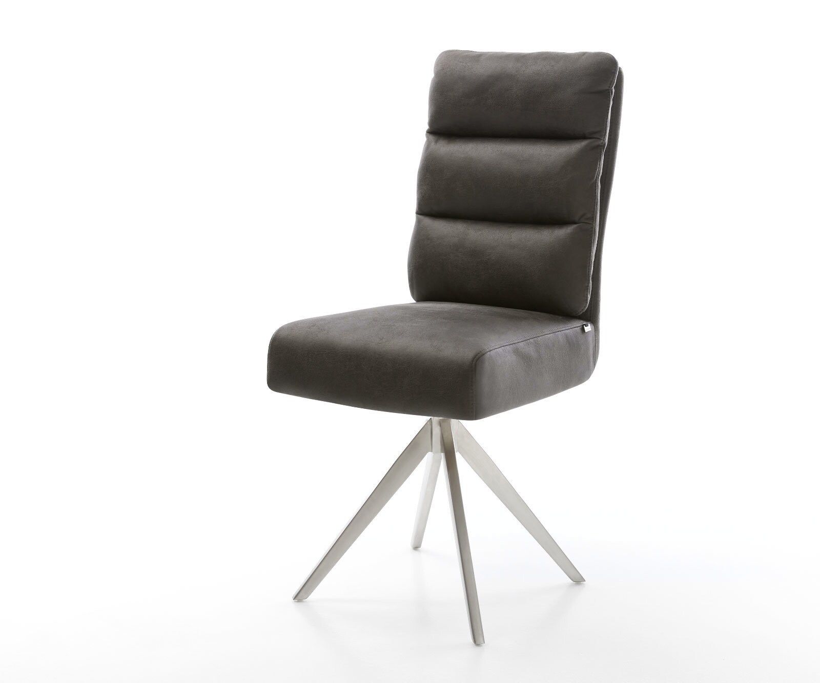 Eetkamerstoel Pela-Flex microvelours antraciet vintage kruisframe hoekig roestvrij staal pocketveer kern