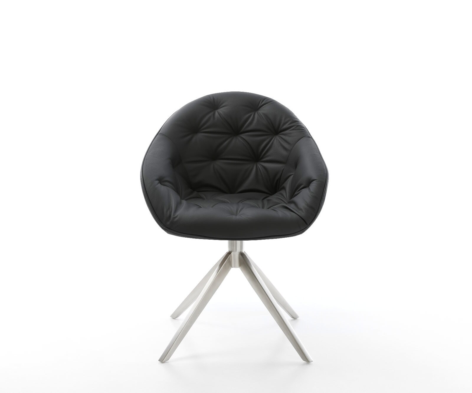 Draaistoel Gaio-Flex echt leer zwart kruisframe breed roestvrij staal 360° draaibaar rocker-functie 1
