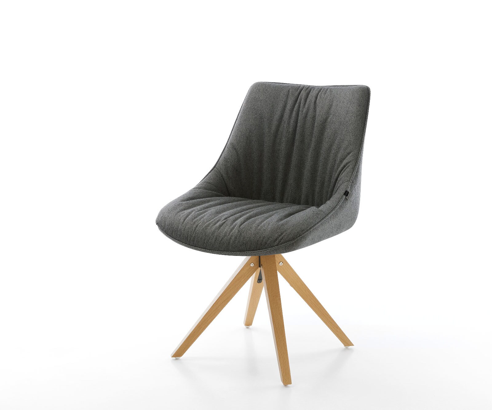 Draaistoel Elda-Flex structuurstof antraciet houten frame hoekig natuur 180° draaibaar