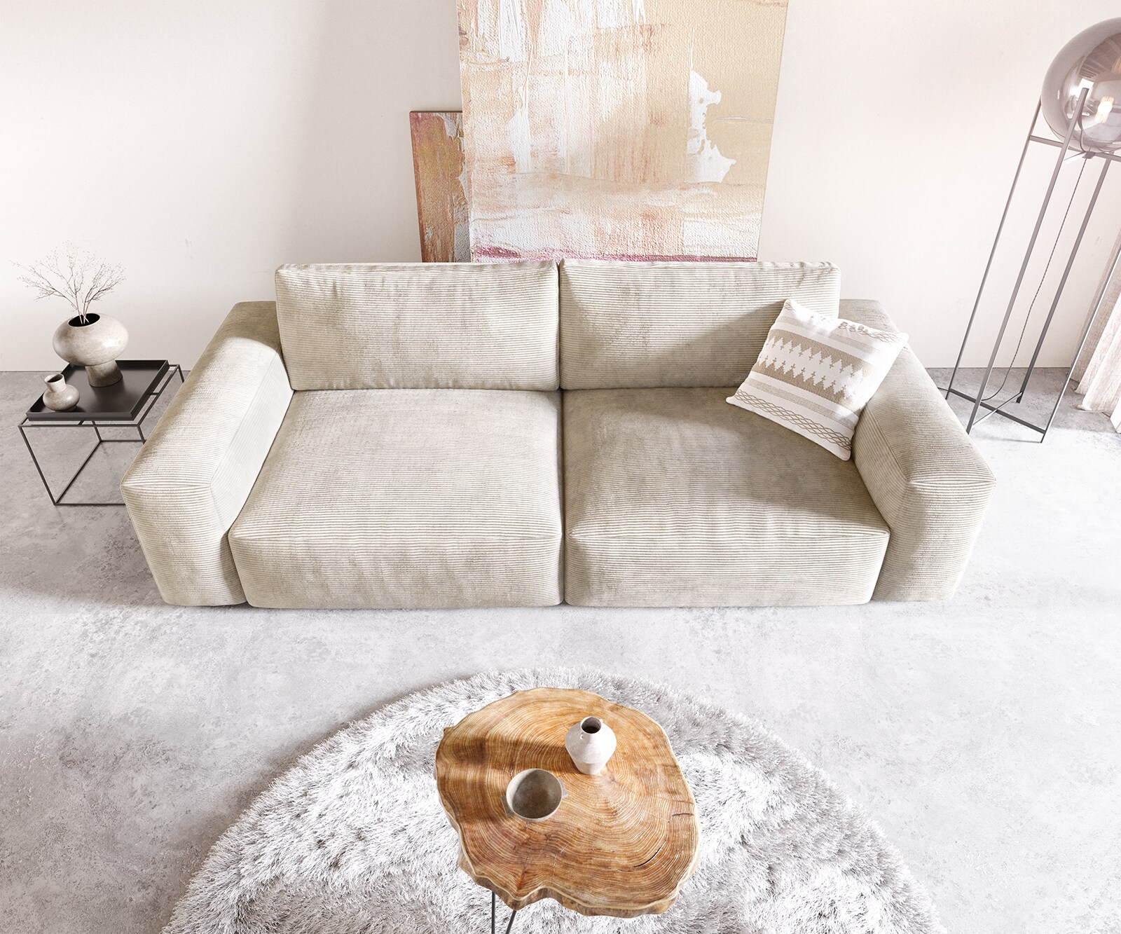 Big-sofa Lanzo XL 270x130 cm corduroy beige 3 Big-sofa Lanzo XL 270x130 cm corduroy beige 3