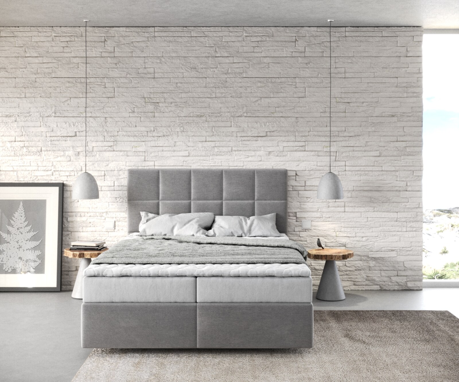 Boxspringbed Dream-Fine 140x200 microvezel grijs 1