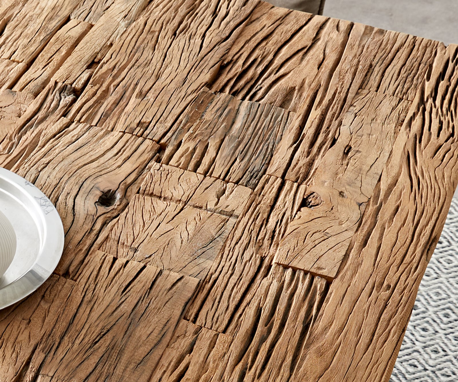 Eettafel Reclaimed 140x90 cm vintage look roestvrij staal smal 2 Eettafel Reclaimed 140x90 cm vintage look roestvrij staal smal 2