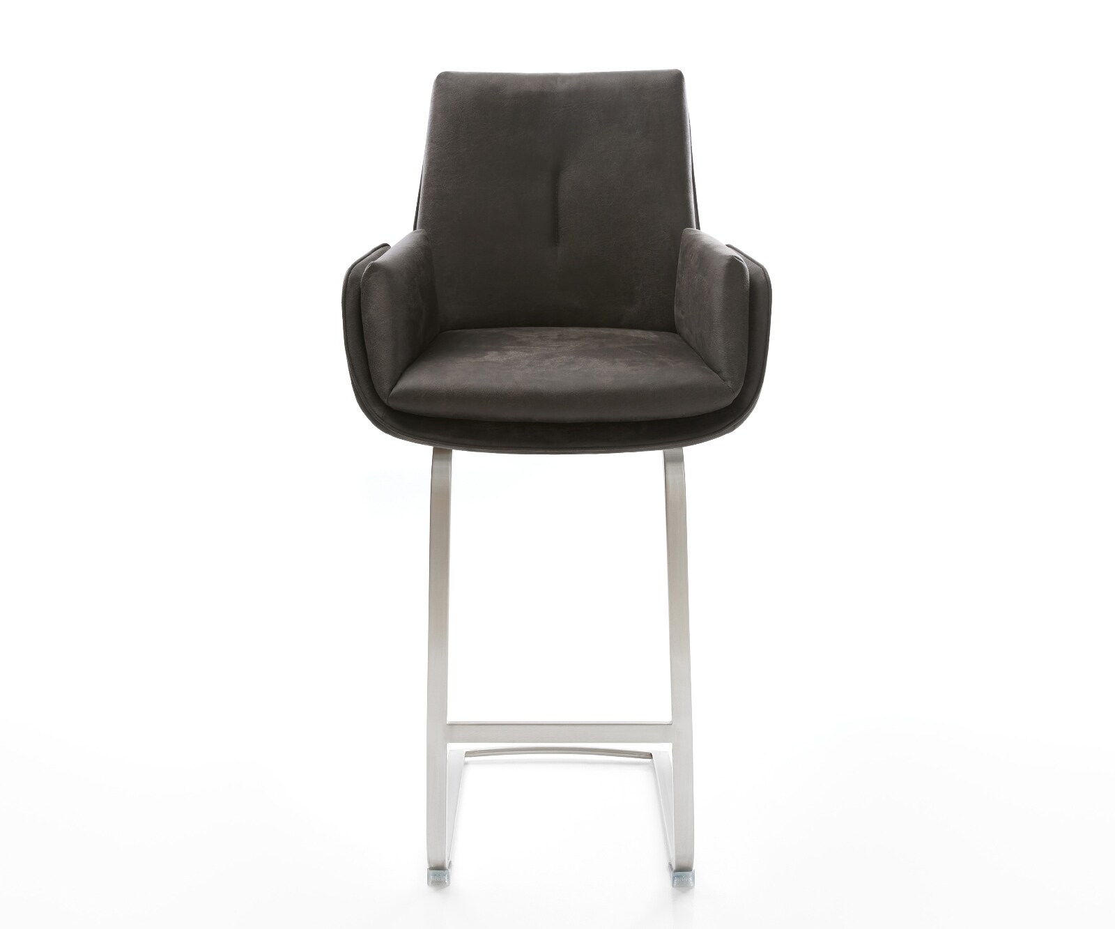Barstoel Clea-Flex Microvezel Antraciet Vintage Vrijkantelframe plat roestvrij staal Zilver 2