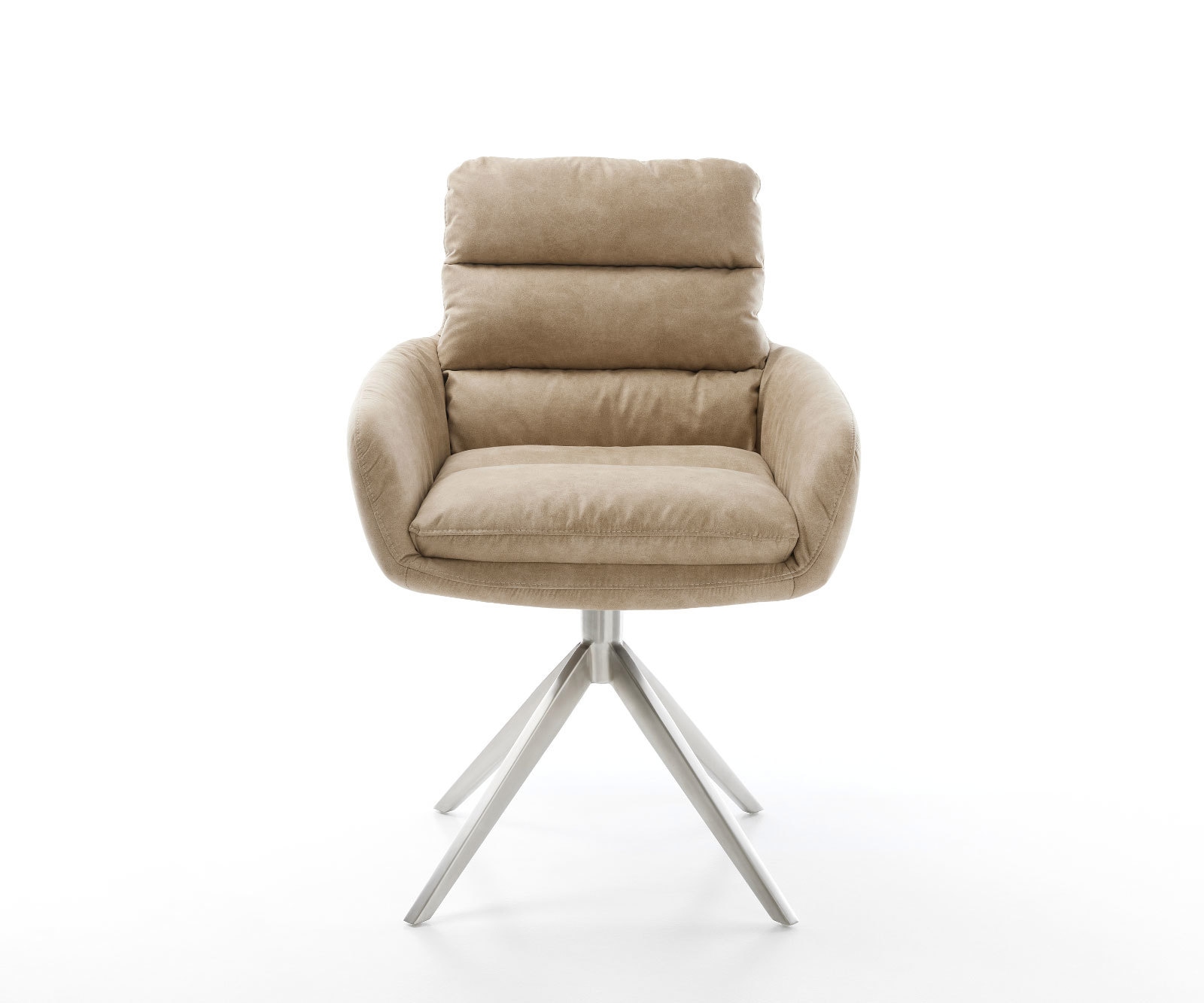 Draaistoel Abelia-Flex met armleuning microvelours beige vintage kruisframe breed roestvrij staal 360° draaibaar rocker-functie 1 Draaistoel Abelia-Flex met armleuning microvelours beige vintage kruisframe breed roestvrij staal 360° draaibaar rocker-functie 1