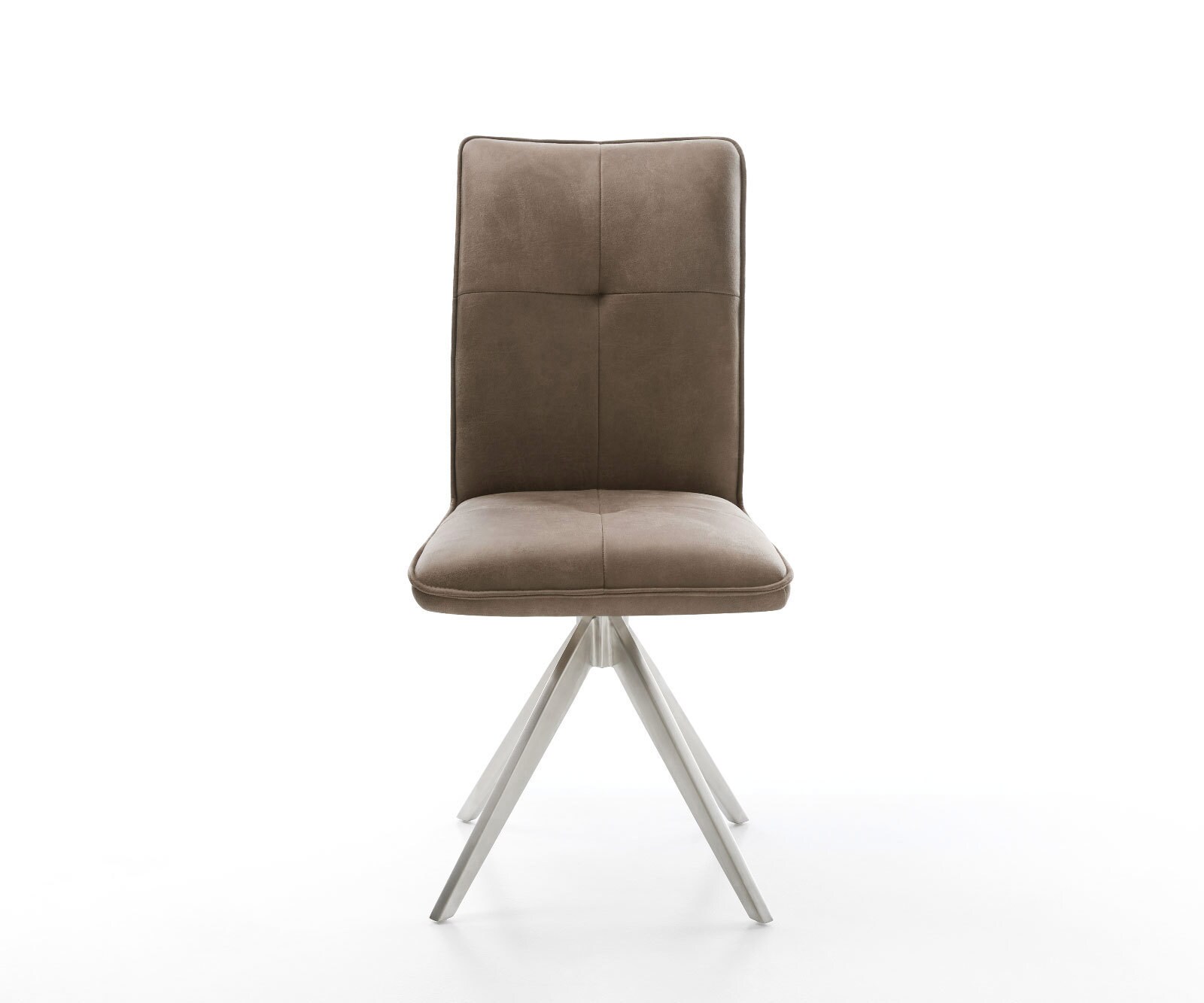 Eetkamerstoel Maddy-Flex microvelours taupe vintage kruisframe hoekig roestvrij staal 1 Eetkamerstoel Maddy-Flex microvelours taupe vintage kruisframe hoekig roestvrij staal 1