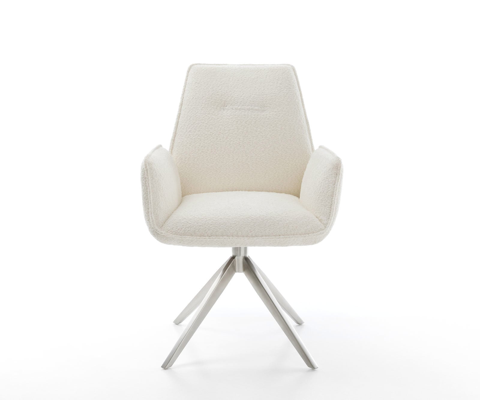 Draaistoel Zoa-Flex bouclé wit kruisframe breed roestvrij staal 360° draaibaar rocker-functie pocketveer kern 1 Draaistoel Zoa-Flex bouclé wit kruisframe breed roestvrij staal 360° draaibaar rocker-functie pocketveer kern 1