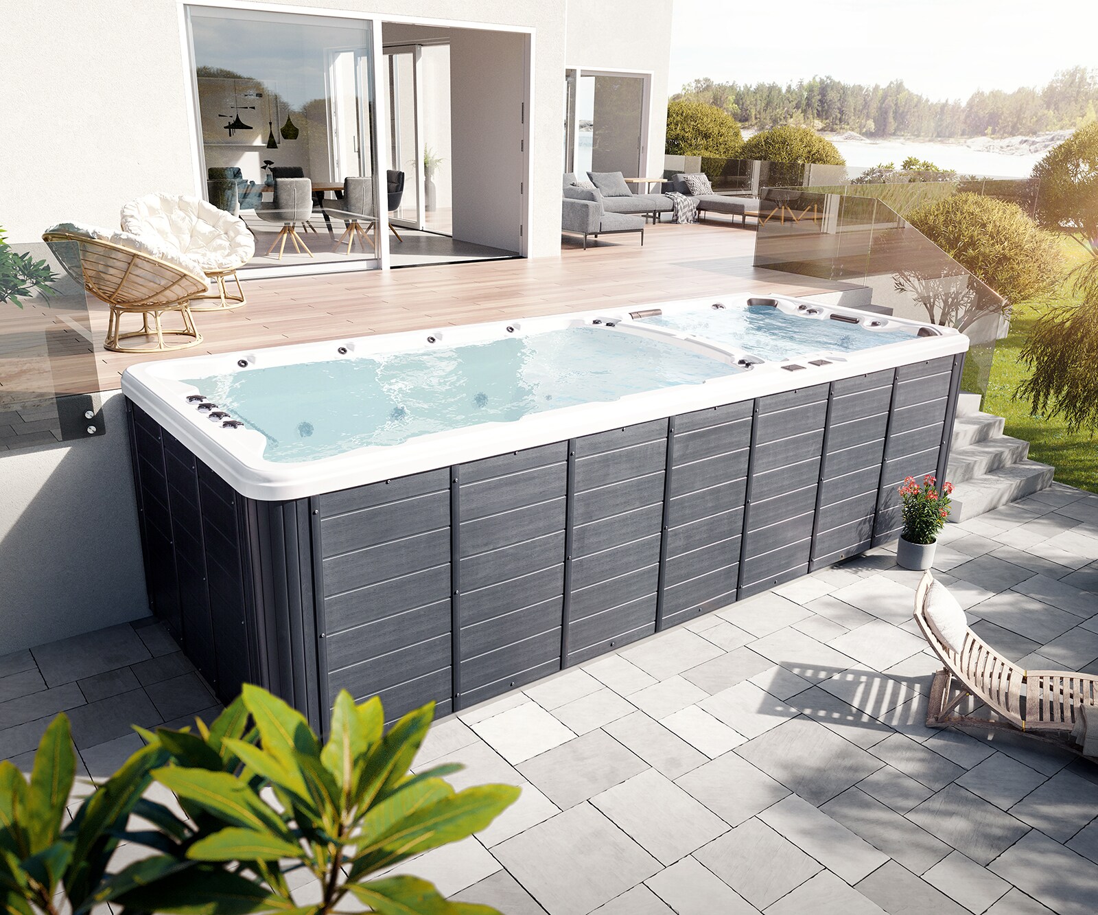 Swim Spa Weiß 590x220x160 cm Swim Spa Weiß 590x220x160 cm