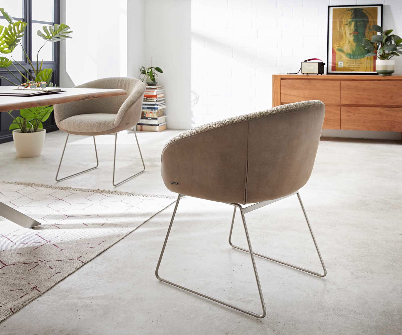 Eetkamerstoel Vinka-Flex met armleuning materiaalmix mud slipframe roestvrij staal pocketveer kern 4 Eetkamerstoel Vinka-Flex met armleuning materiaalmix mud slipframe roestvrij staal pocketveer kern 4