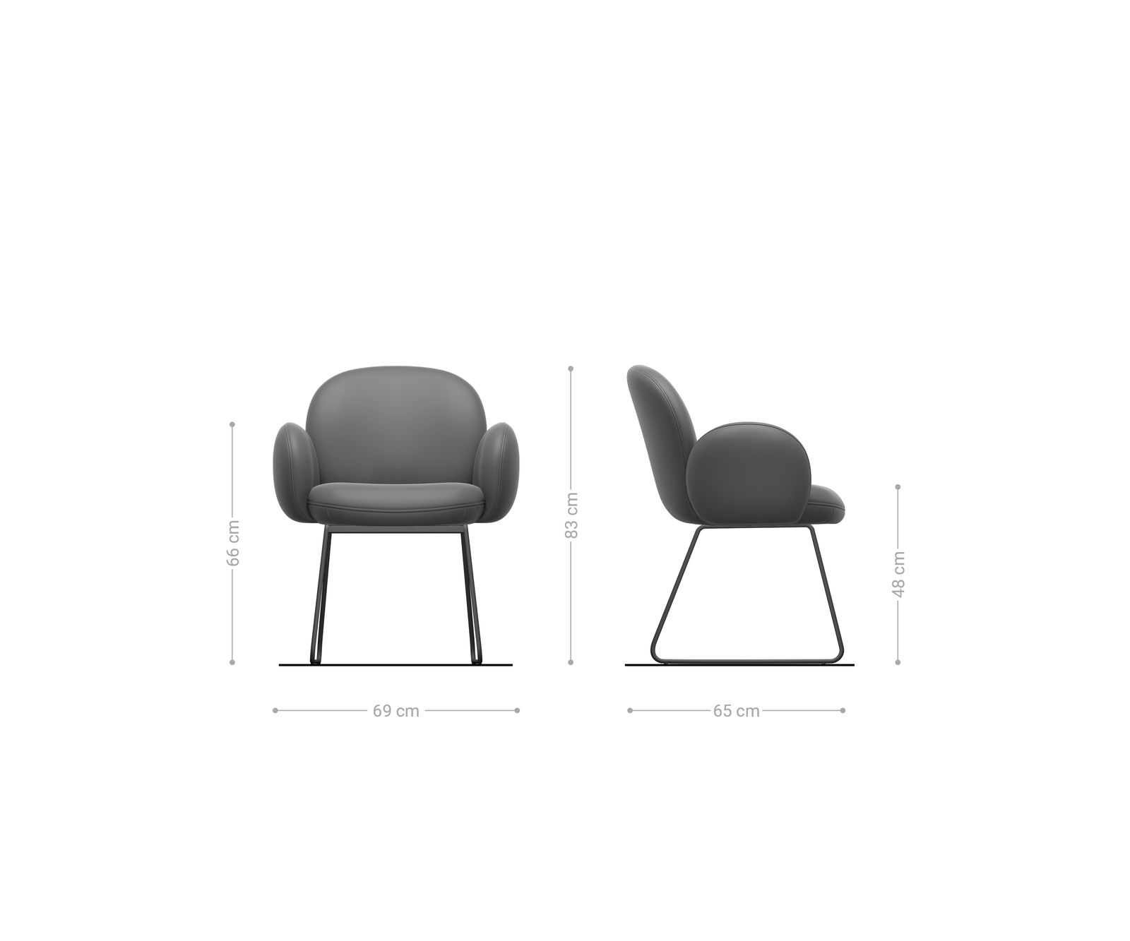 Eetkamerstoel Nube-Flex met armleuning bouclé zacht beige slipframe zwart pocketveer kern 4