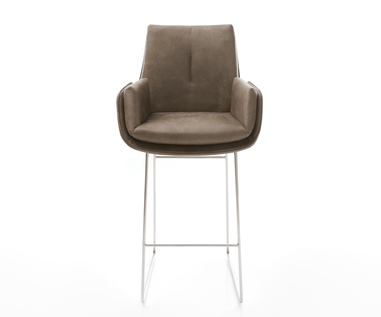 Barstoel Clea-Flex Microvezel Taupe Vintage Sledeonderstel roestvrij staal Zilver 2