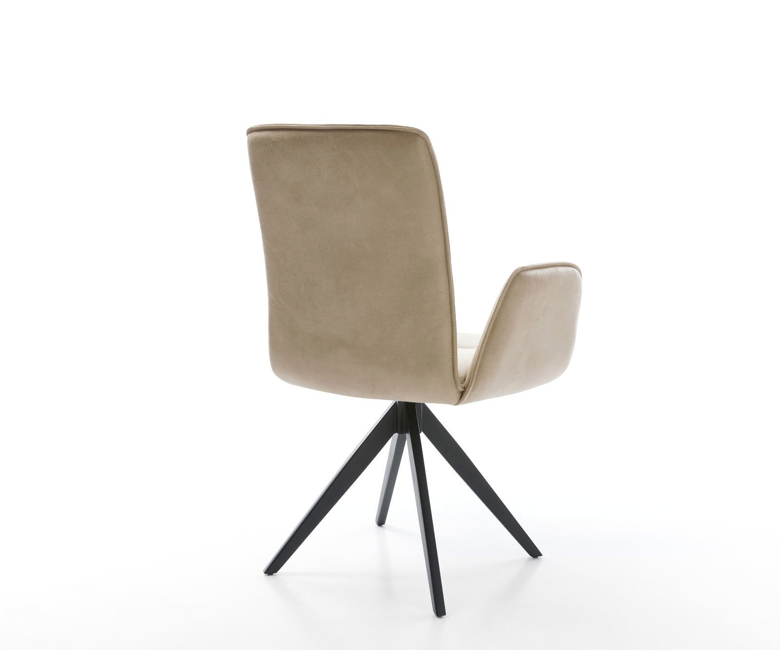 Eetkamerstoel Vinja-Flex microvelours beige vintage kruisframe hoekig zwart 4