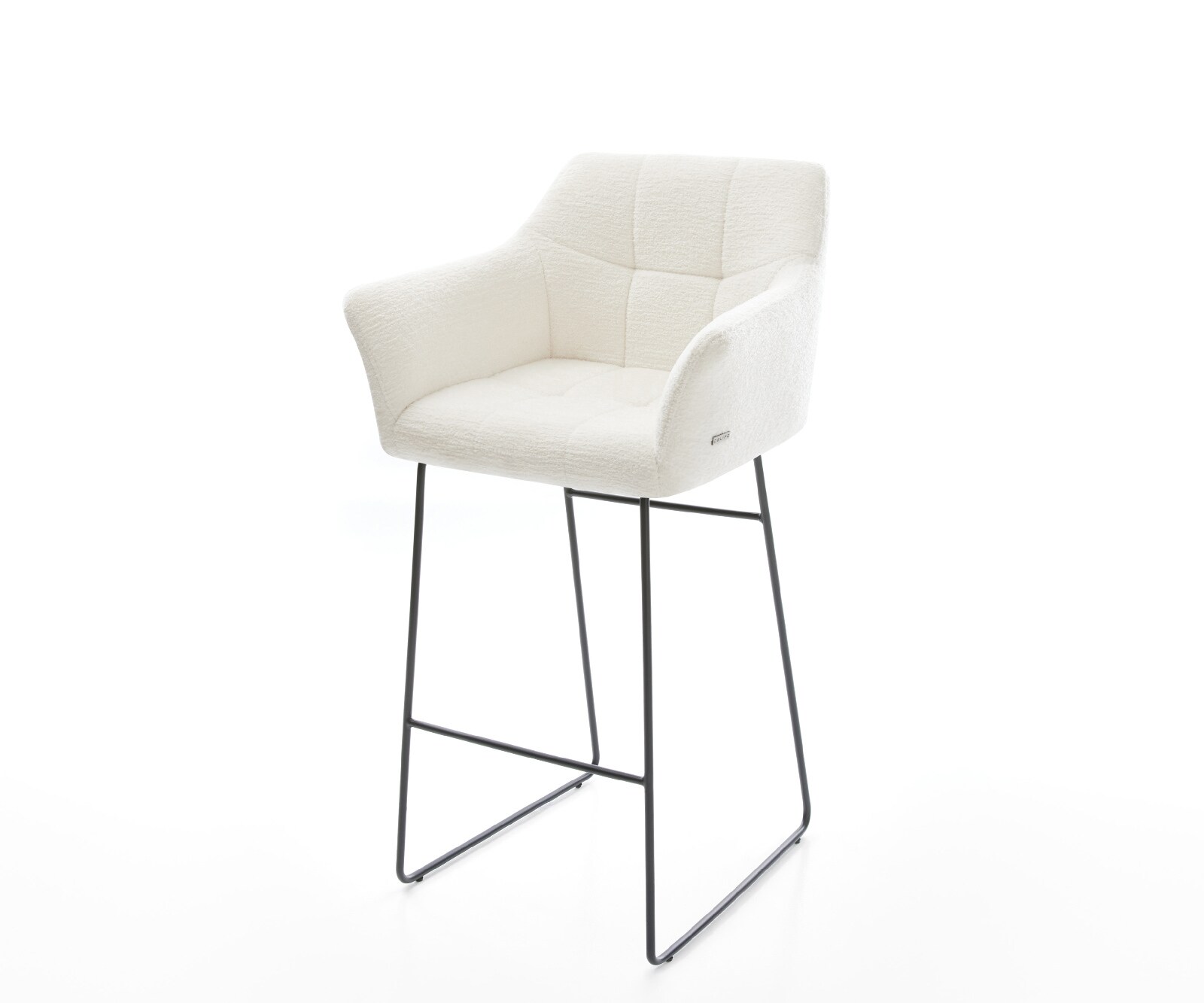 Barstoel Yulo-Flex Bouclé zacht Beige Sledeonderstel metaal zwart Zwart