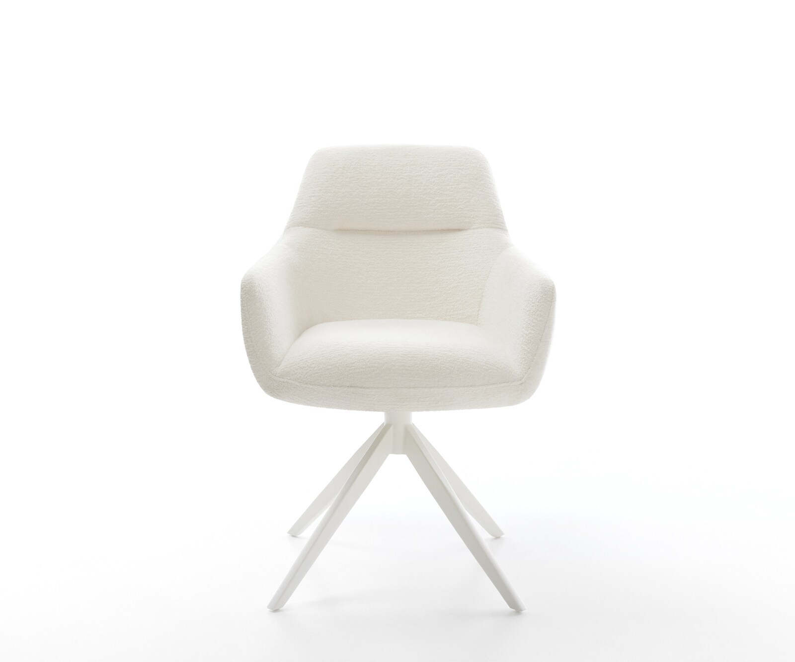 Draaistoel Pejo-Flex bouclé zacht beige kruisframe breed wit 360° draaibaar rocker-functie pocketveer kern 2