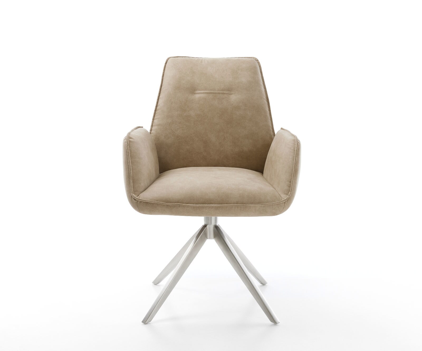 Eetkamerstoel Zoa-Flex microvelours beige vintage kruisframe breed roestvrij staal pocketveer kern 1