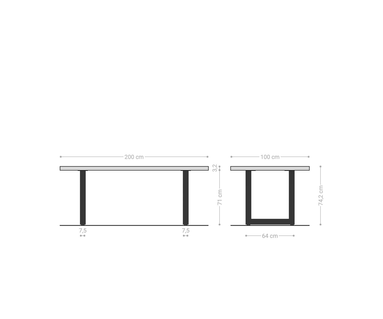 Eettafel Edge 200x100x2,5-3 eiken natuur roestvrijstaal breed Live-Edge 9