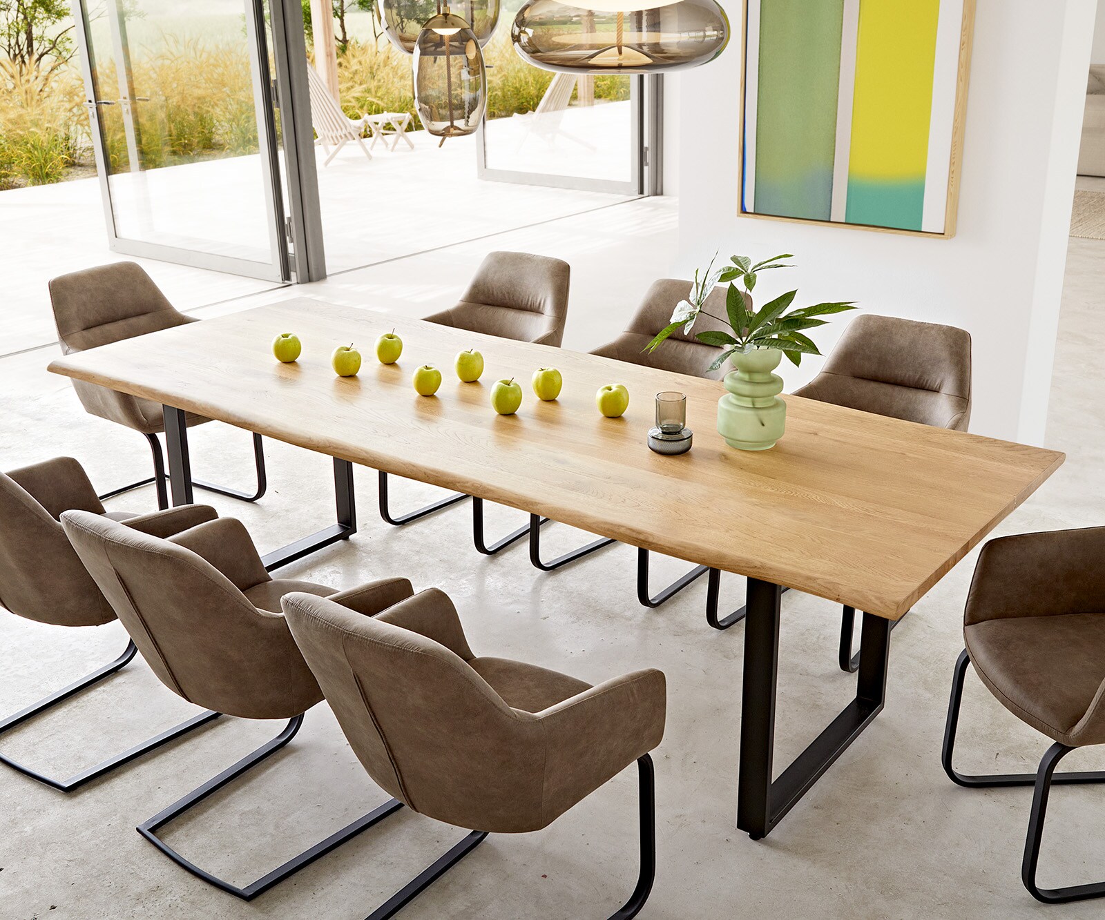 Eettafel Edge 260x100x2,5-3 eiken natuur skid zwart Live-Edge