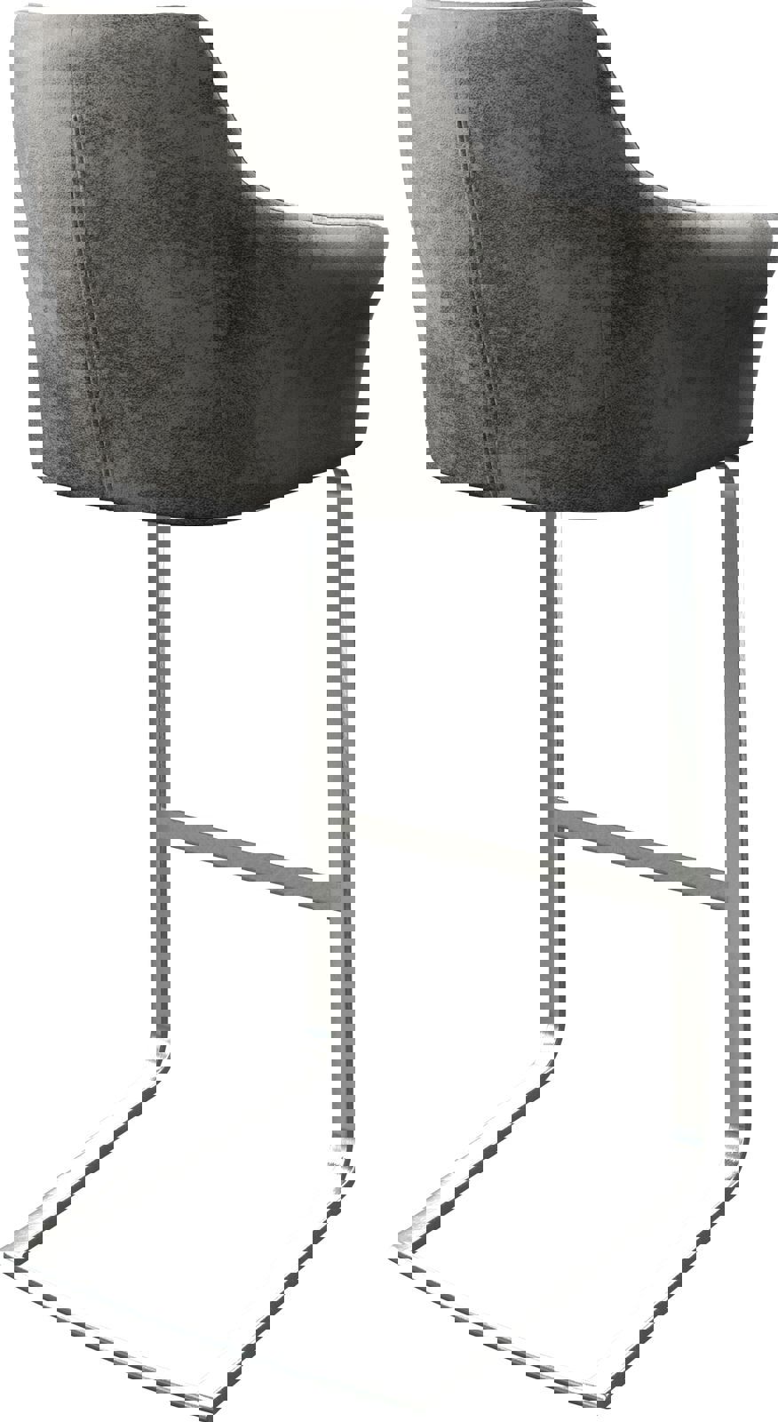 Barstoel Yulo-Flex vintage grijs sledestoel vlak roestvrijstaal 4 Barstoel Yulo-Flex vintage grijs sledestoel vlak roestvrijstaal 4