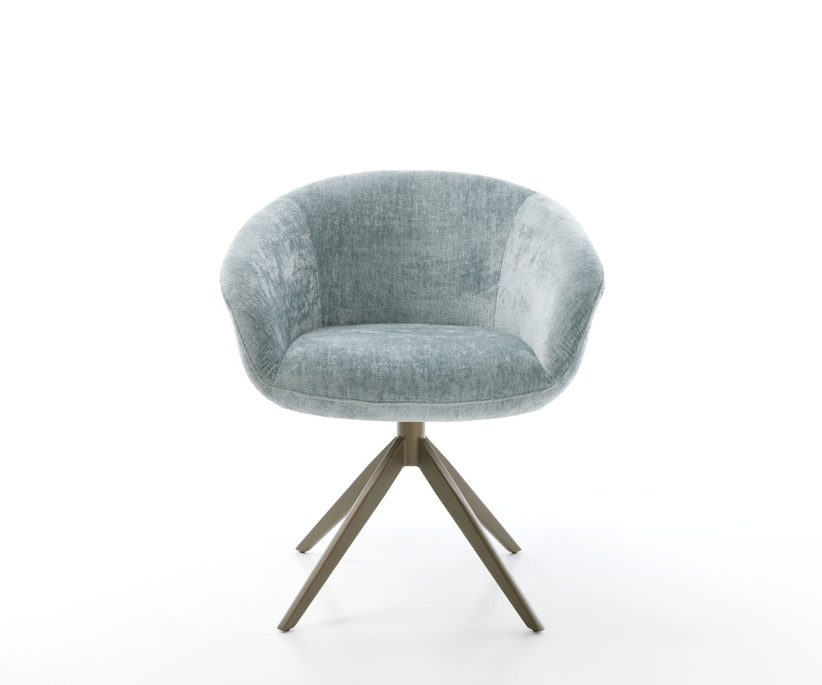 Draaistoel Vinka-Flex met armleuning chenille pastelblauw kruisframe breed afwerking met titanium 360° draaibaar rocker-functie pocketveer kern 1