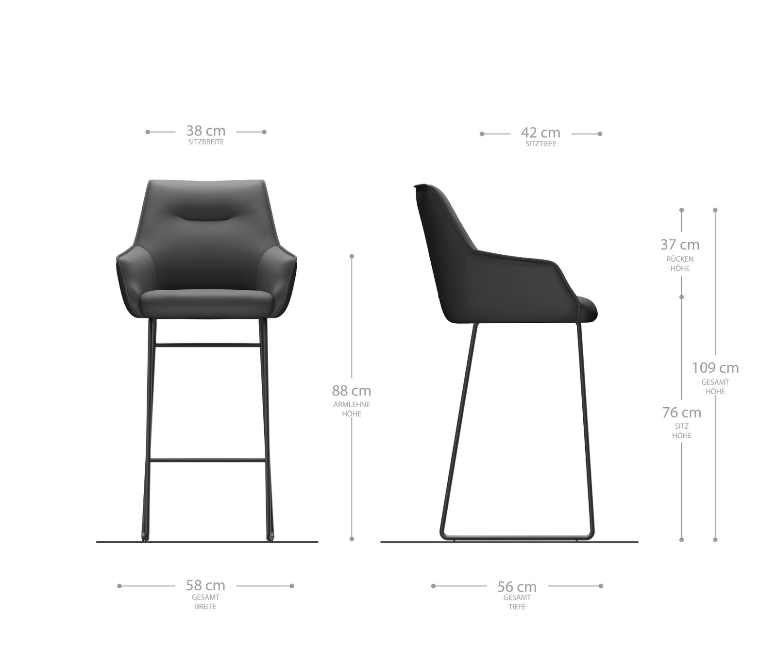 Barstoel Alja-Flex bouclé Wit Metalen sledestoel Zwart pocketvering 6