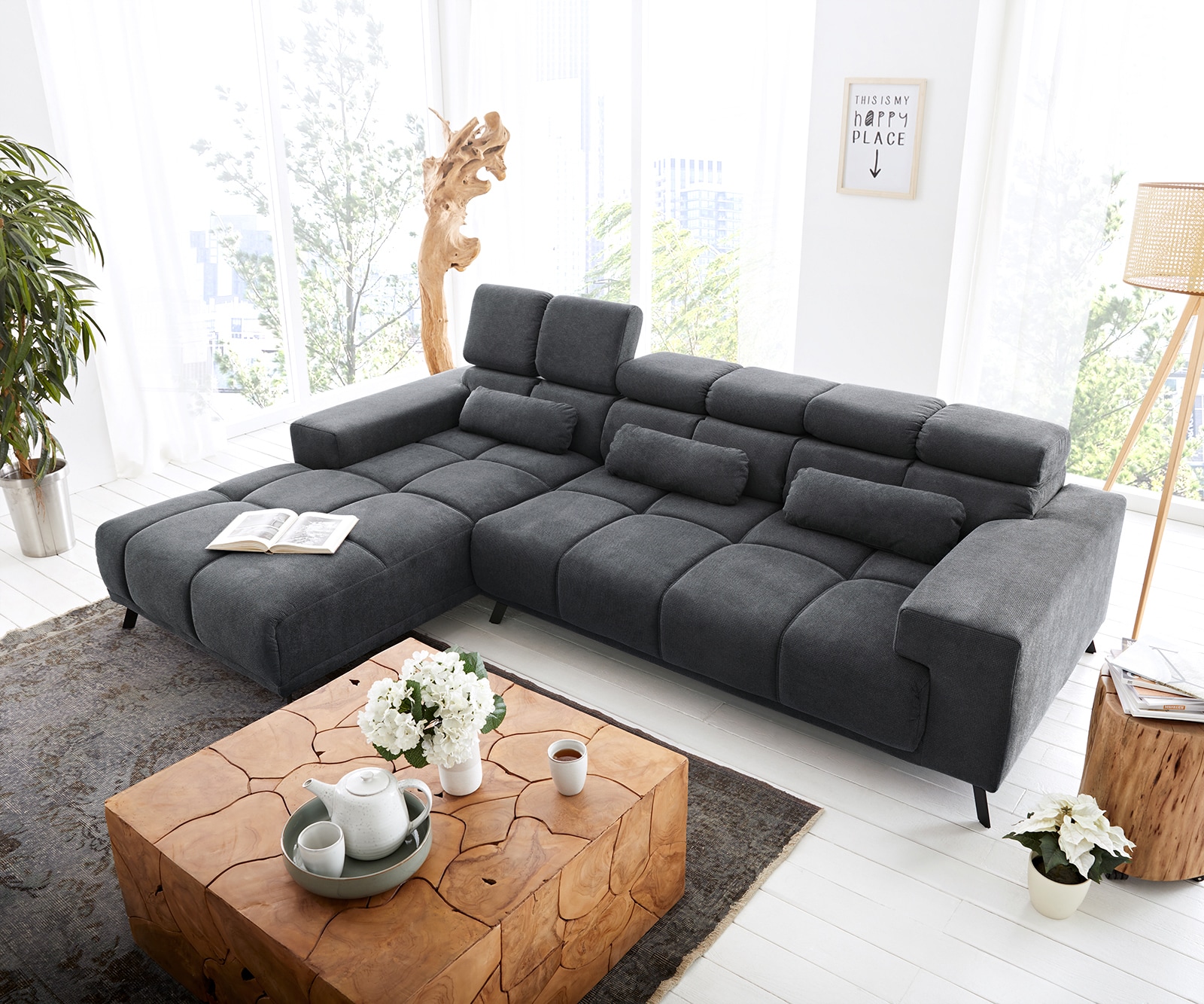 Hoekbank Ordino 285x200 microvezel zwart voetenbank links elektrische zitdiepteverstelling 3 Hoekbank Ordino 285x200 microvezel zwart voetenbank links elektrische zitdiepteverstelling 3