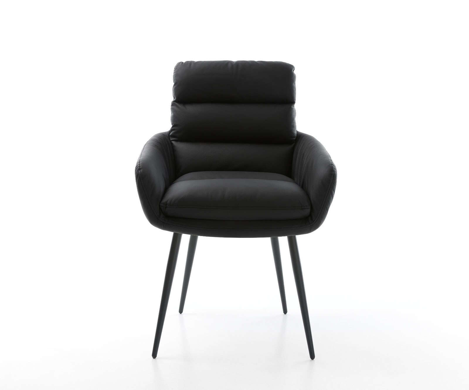 Eetkamerstoel Abelia-Flex met armleuning echt leer zwart 4-poot conisch zwart 1 Eetkamerstoel Abelia-Flex met armleuning echt leer zwart 4-poot conisch zwart 1