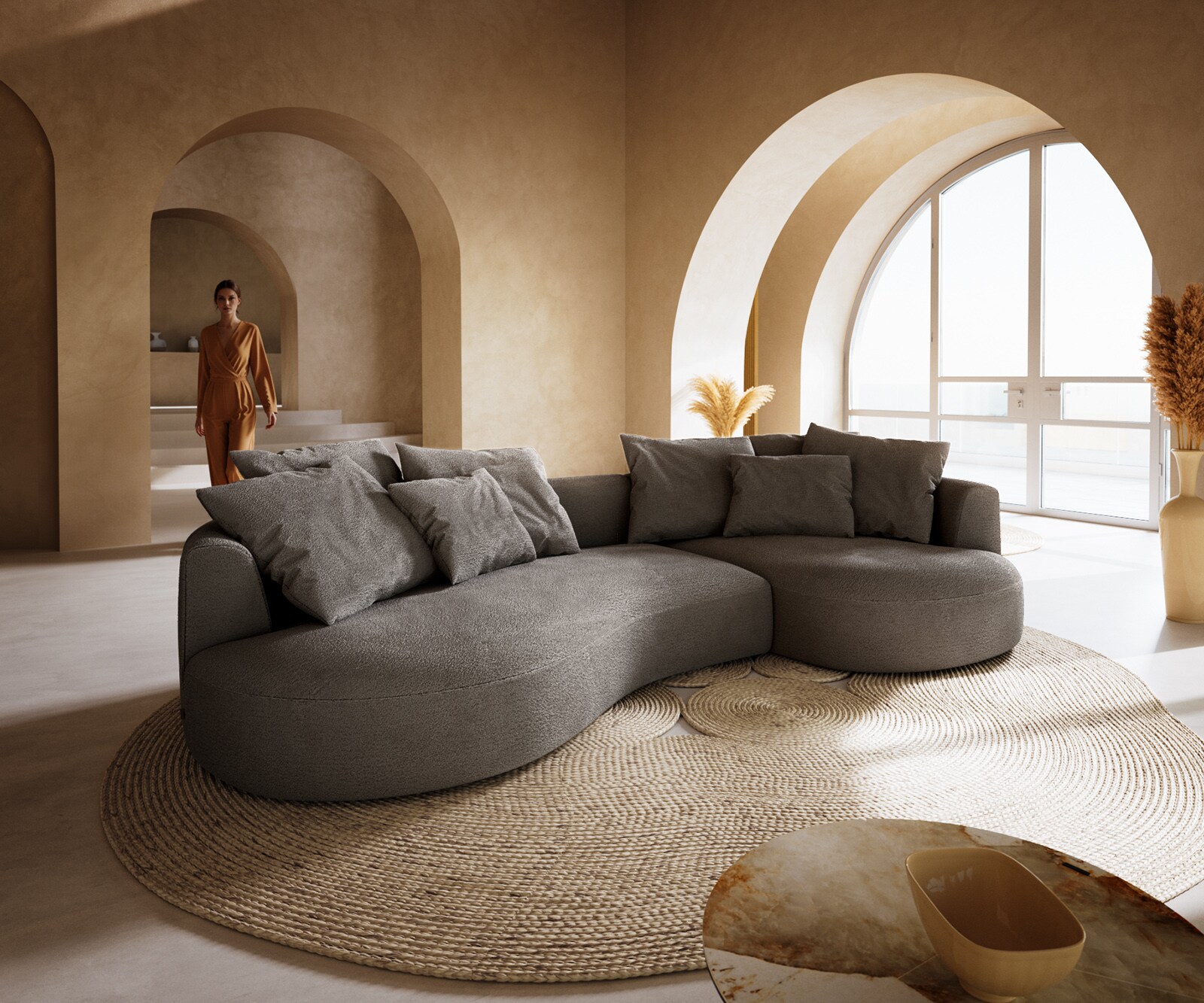 Big-Sofa Edina 330x170 cm Bouclé Soft Modder 