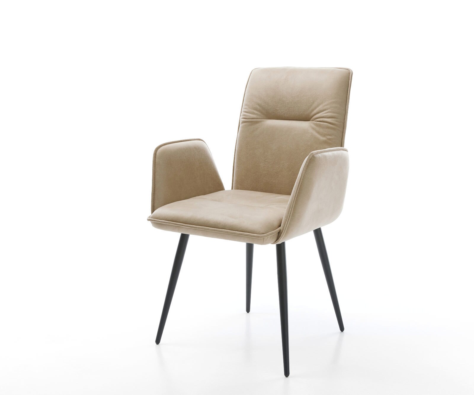 Eetkamerstoel Vinja-Flex microvelours beige vintage 4-poot conisch zwart 1