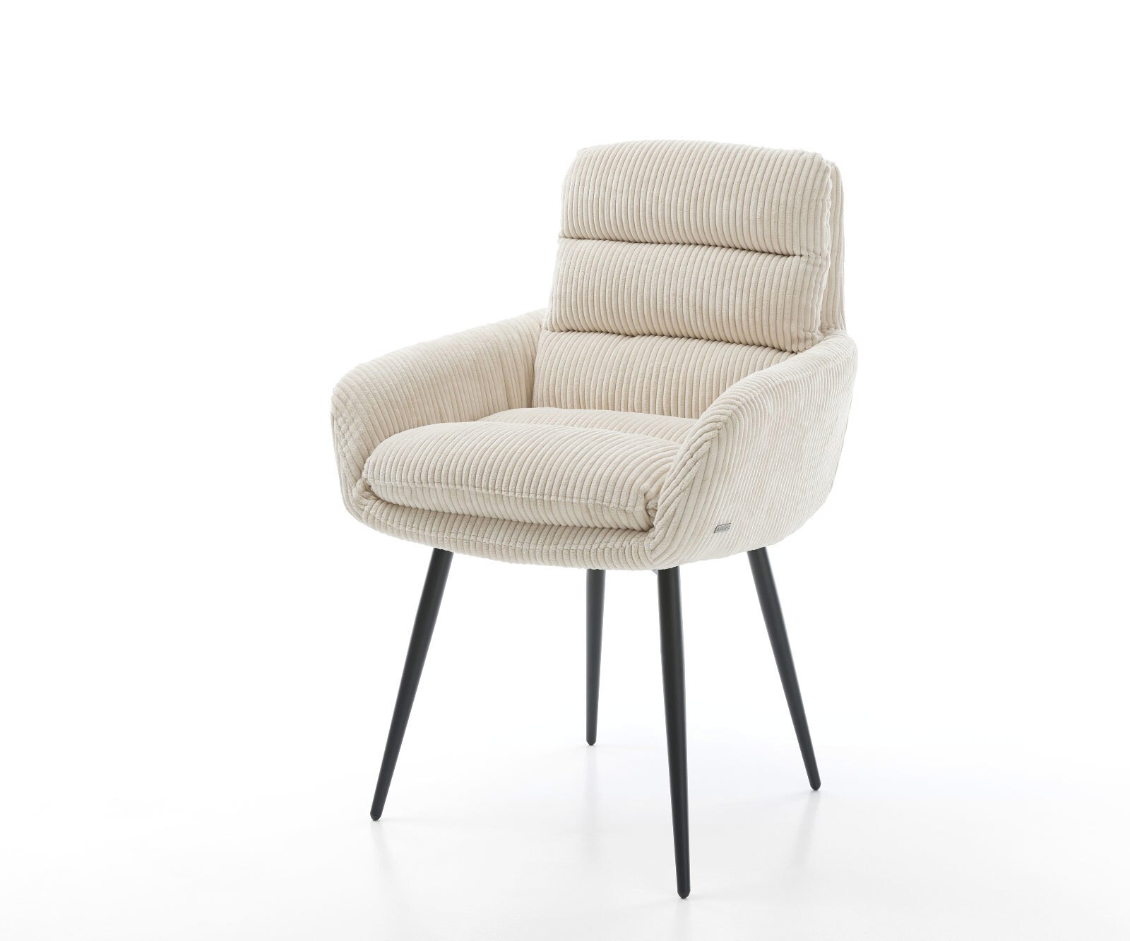 Eetkamerstoel Abelia-Flex met armleuning koord beige 4-poot conisch zwart