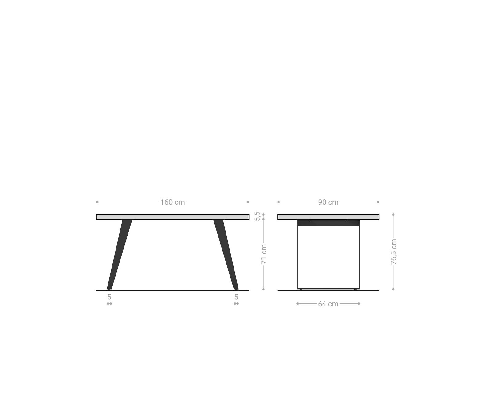 Eettafel Edge 160x90 XL acacia natuur roestvrij staal  schuin Live-Edge 6