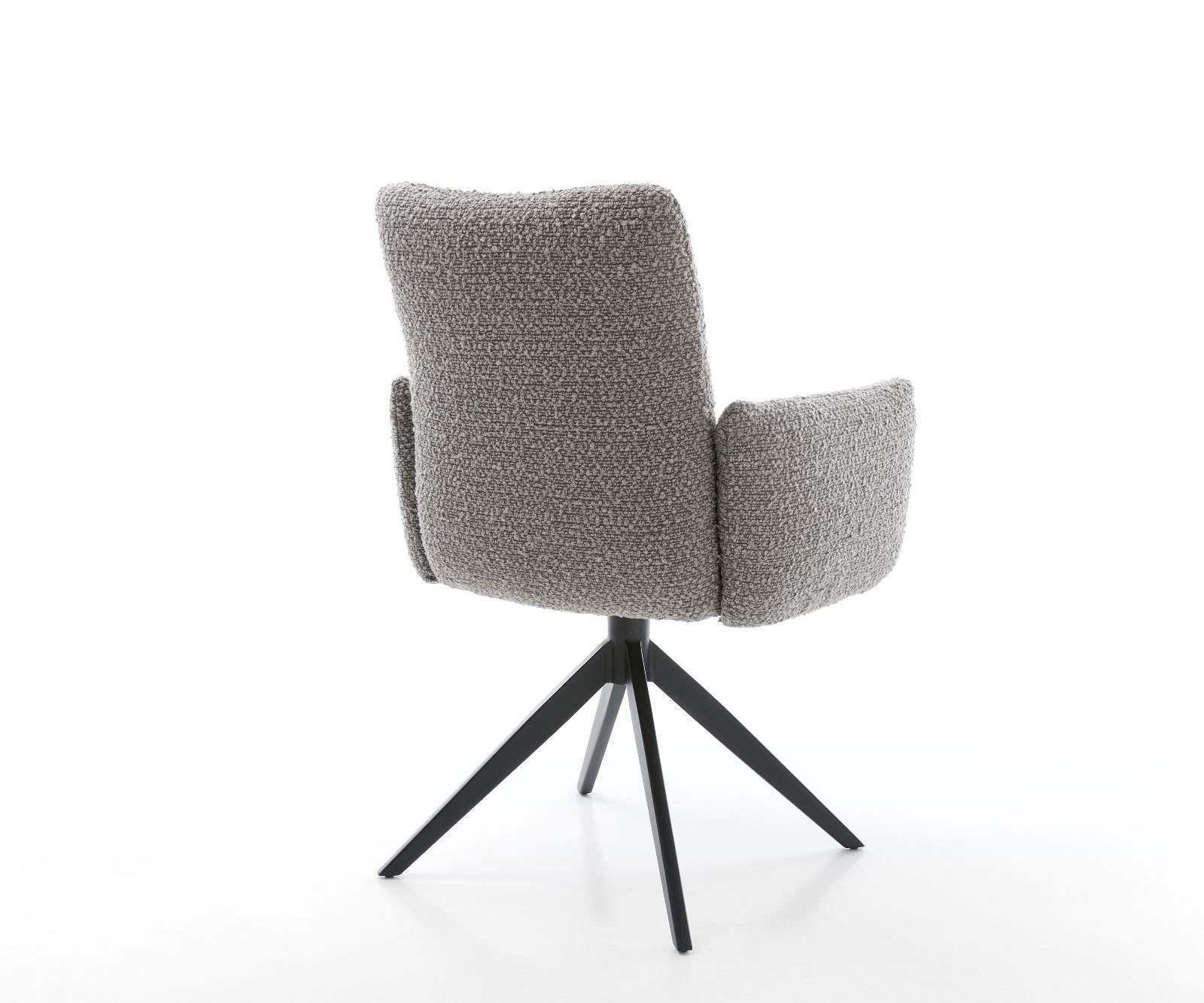 Draaistoel Jova-Flex met armleuning bouclé zilver grijs kruisframe breed zwart 360° draaibaar pocketveer kern 5