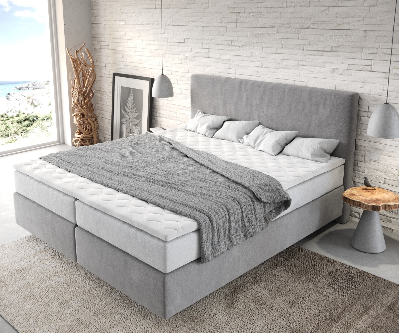 Boxspringbed Dream-Well 180x200 cm Microvezel Grijs met TFK Matras en Visco Topper 4