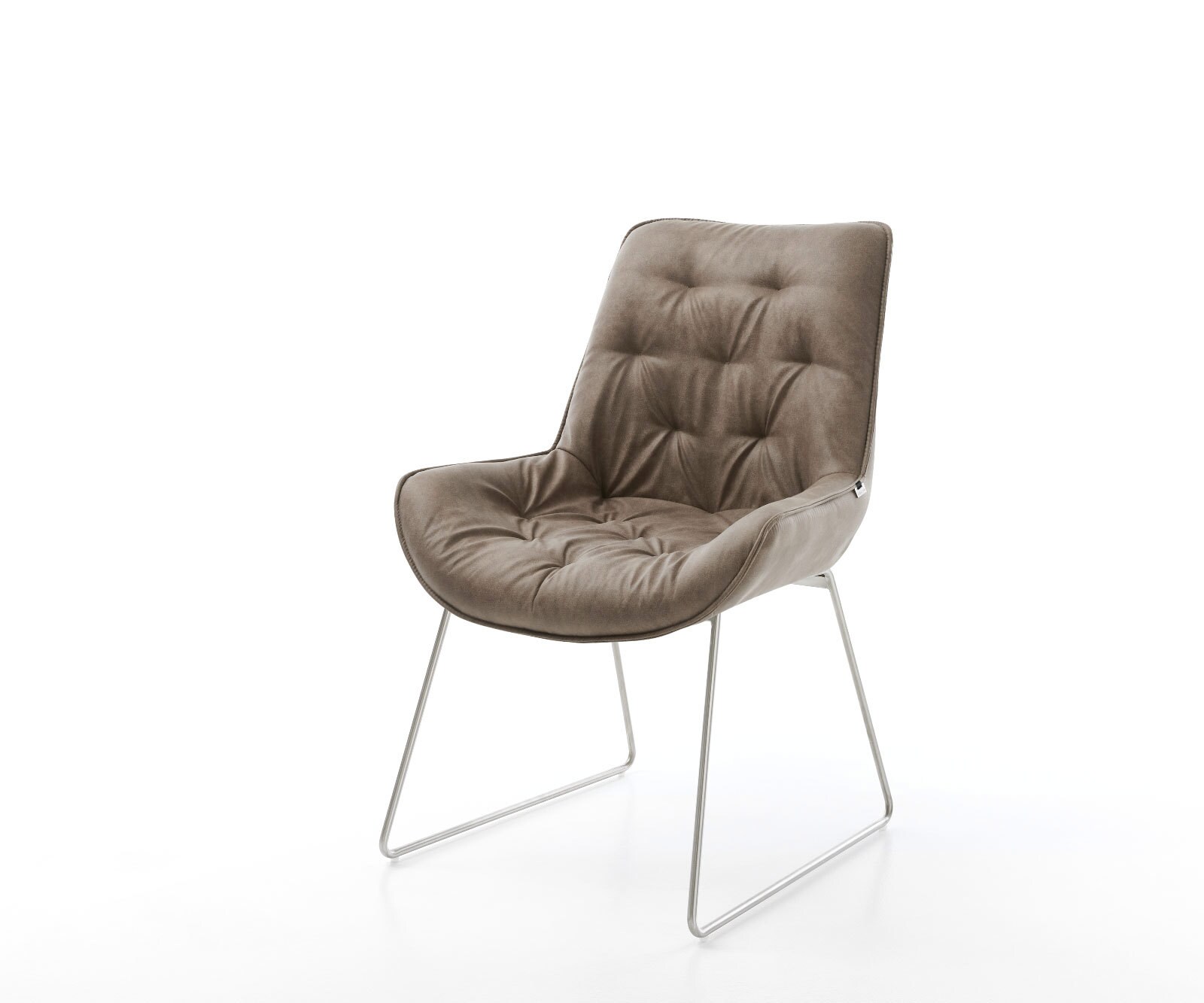 Eetkamerstoel Taimi-Flex microvelours taupe vintage slipframe roestvrij staal