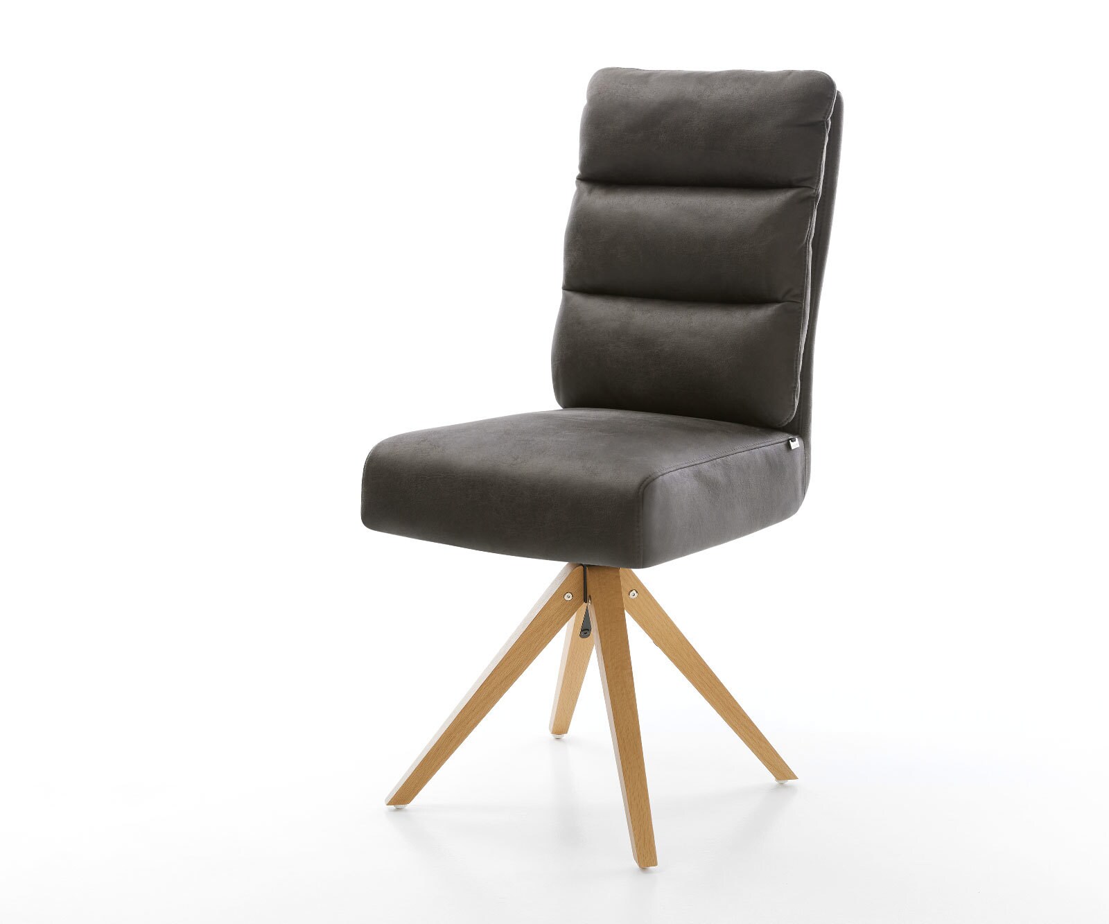 Eetkamerstoel Pela-Flex microvelours antraciet vintage houten frame hoekig natuur pocketveer kern