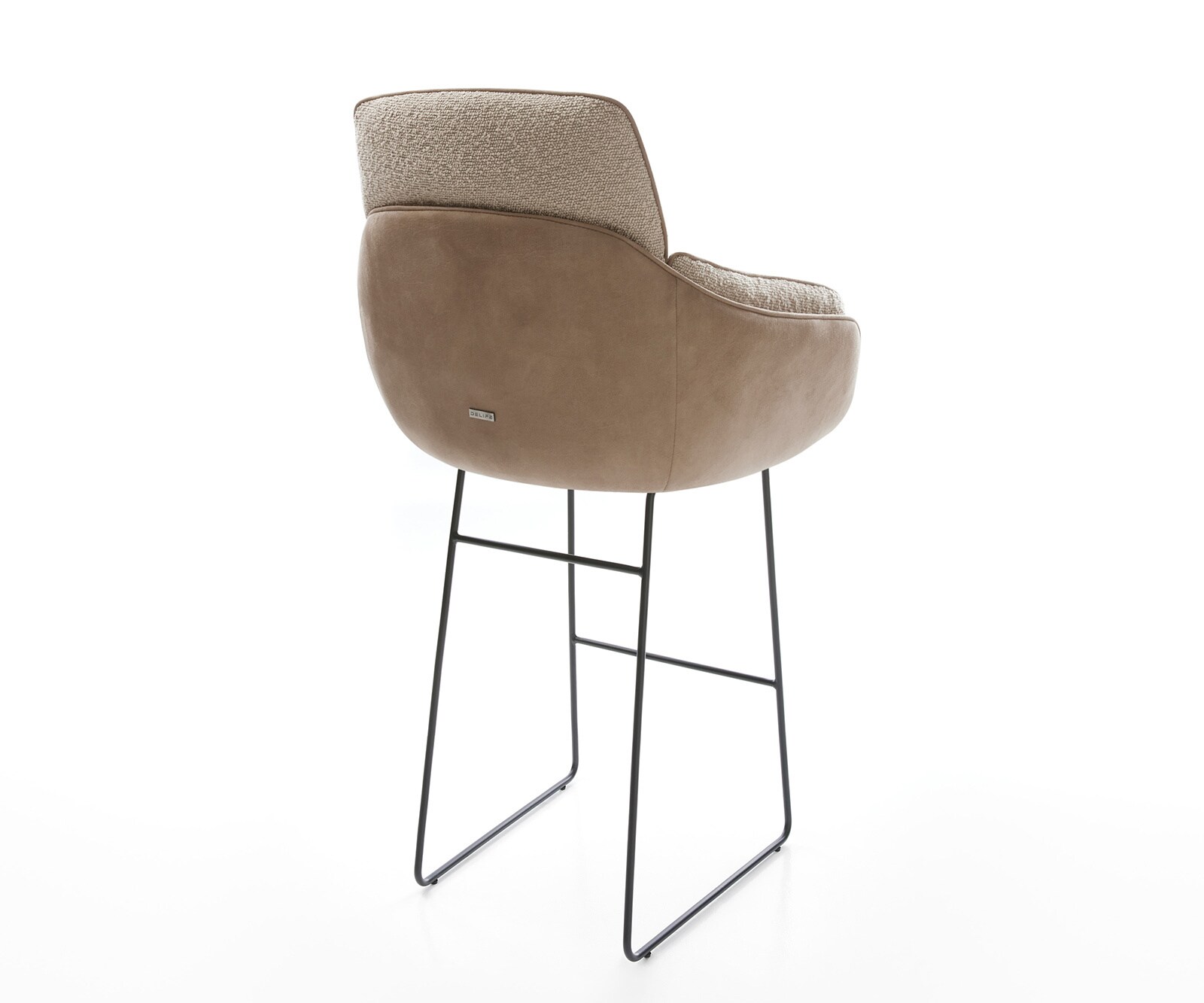 Barkruk Luan-Flex, mix van materialen modderkleur metalen sledepoot pocketvering 4