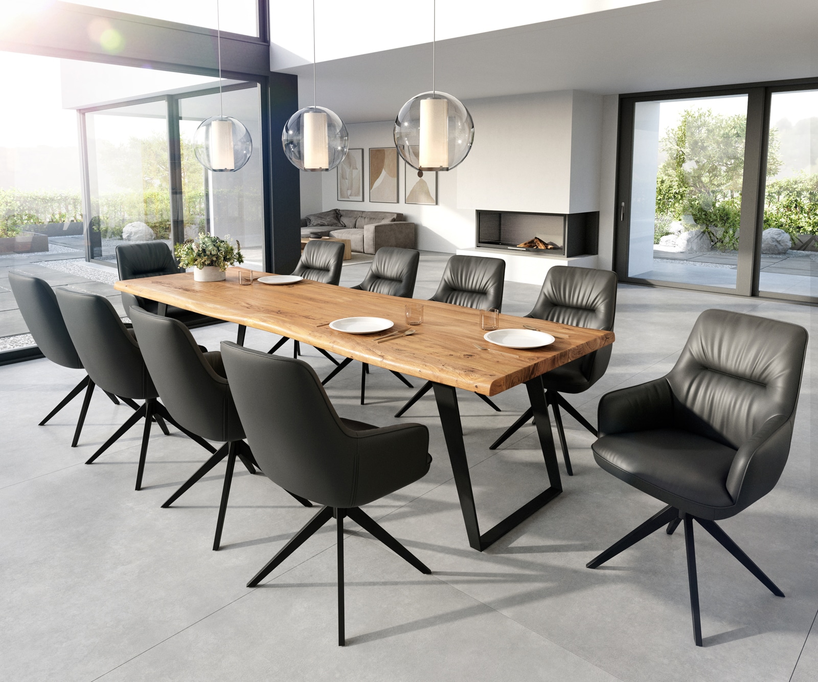 Eetkamerstoel Zelia-Flex met armleuning echt leer zwart kruisframe breed zwart pocketveer kern 3 Eetkamerstoel Zelia-Flex met armleuning echt leer zwart kruisframe breed zwart pocketveer kern 3