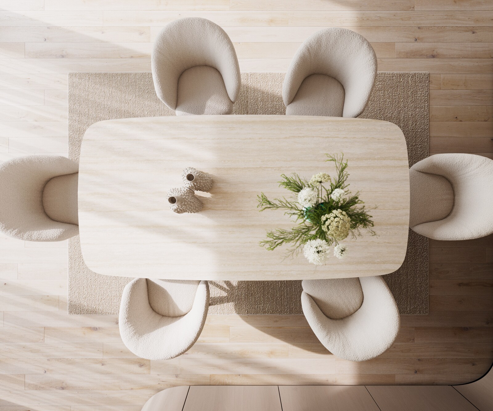 Eettafel Edge Boot 240x120 keramiek  Travertin natuur Cono metaal goud 7