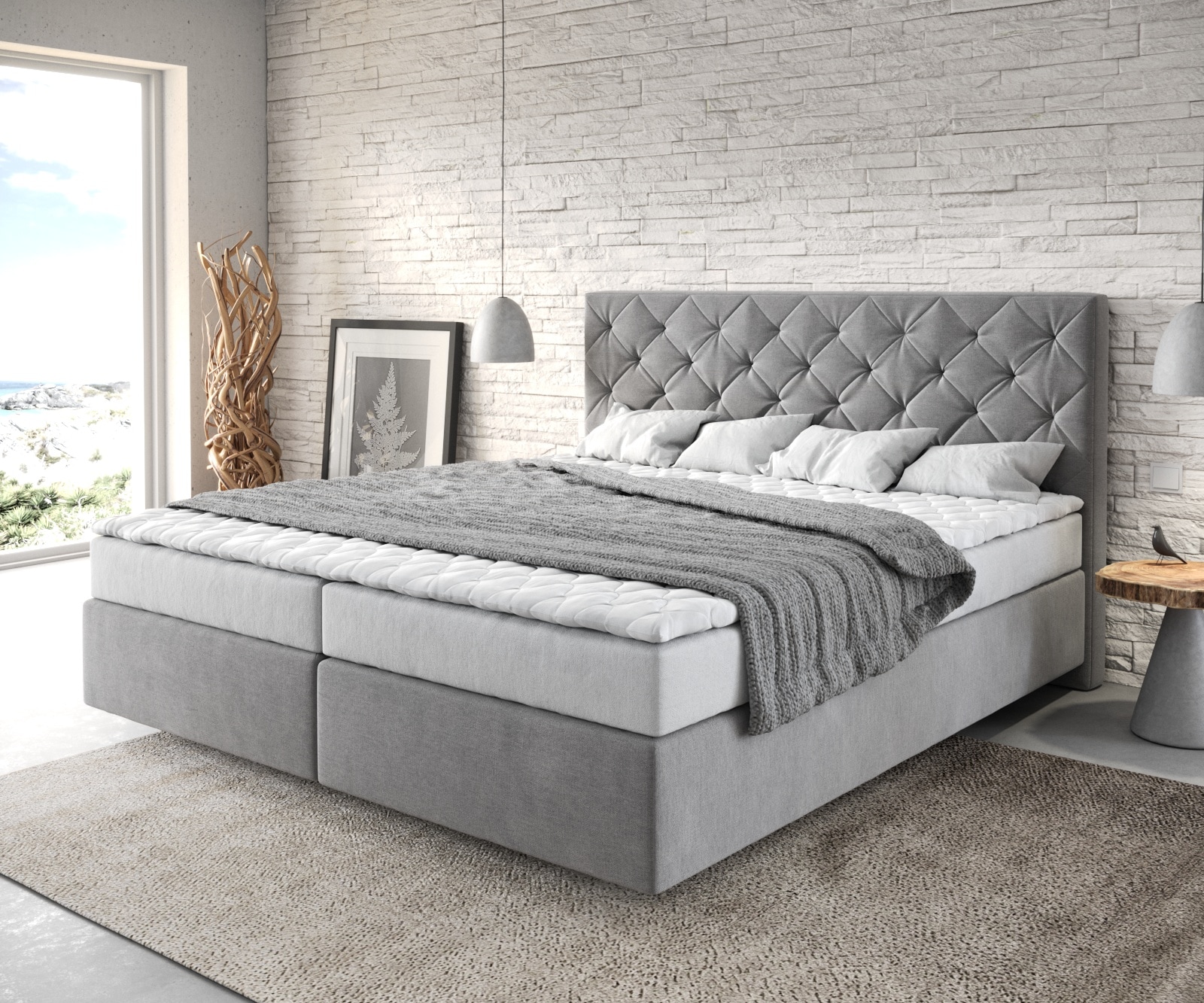Boxspringbed Dream-Great 180x200 microvezel grijs 1