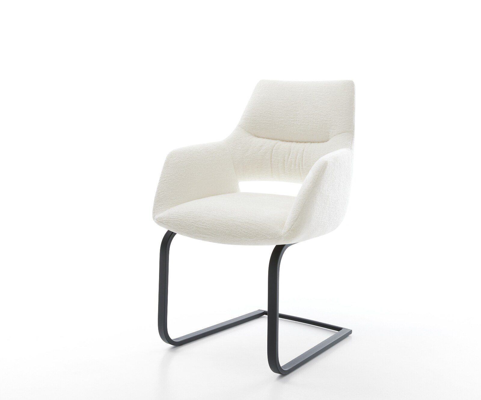 Sledemodel Yago-Flex met armleuning bouclé zacht beige sledemodel vlak zwart pocketveer kern 1