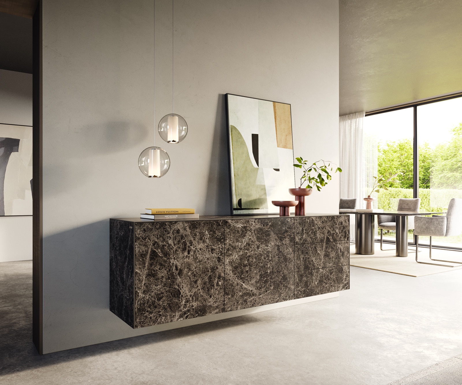 Dressoir Cuor 180 cm Keramiek Emperador Extra Lucidato Donkerbruin 2 Deuren 3 Laden Zwevend Dressoir Cuor 180 cm Keramiek Emperador Extra Lucidato Donkerbruin 2 Deuren 3 Laden Zwevend