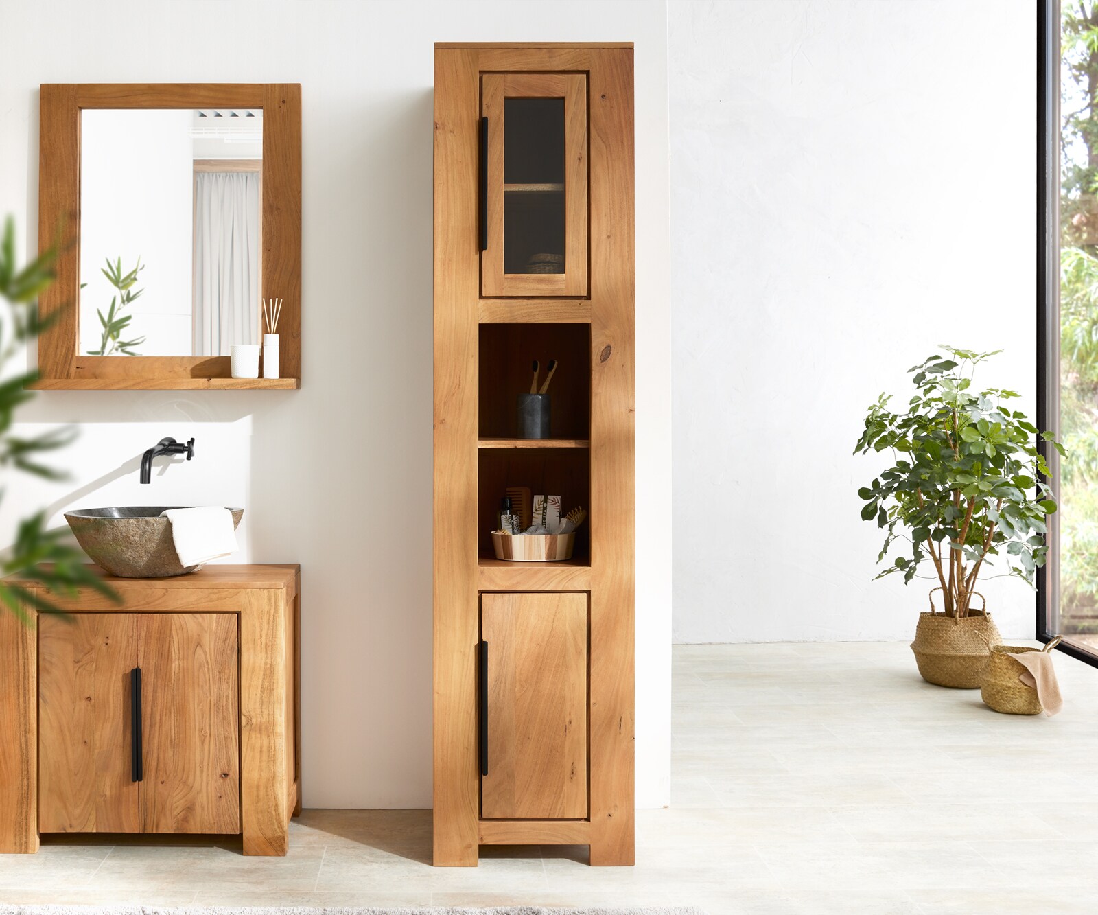 Badkamermeubel Solidu 45x185 cm acacia natuur 1 Badkamermeubel Solidu 45x185 cm acacia natuur 1