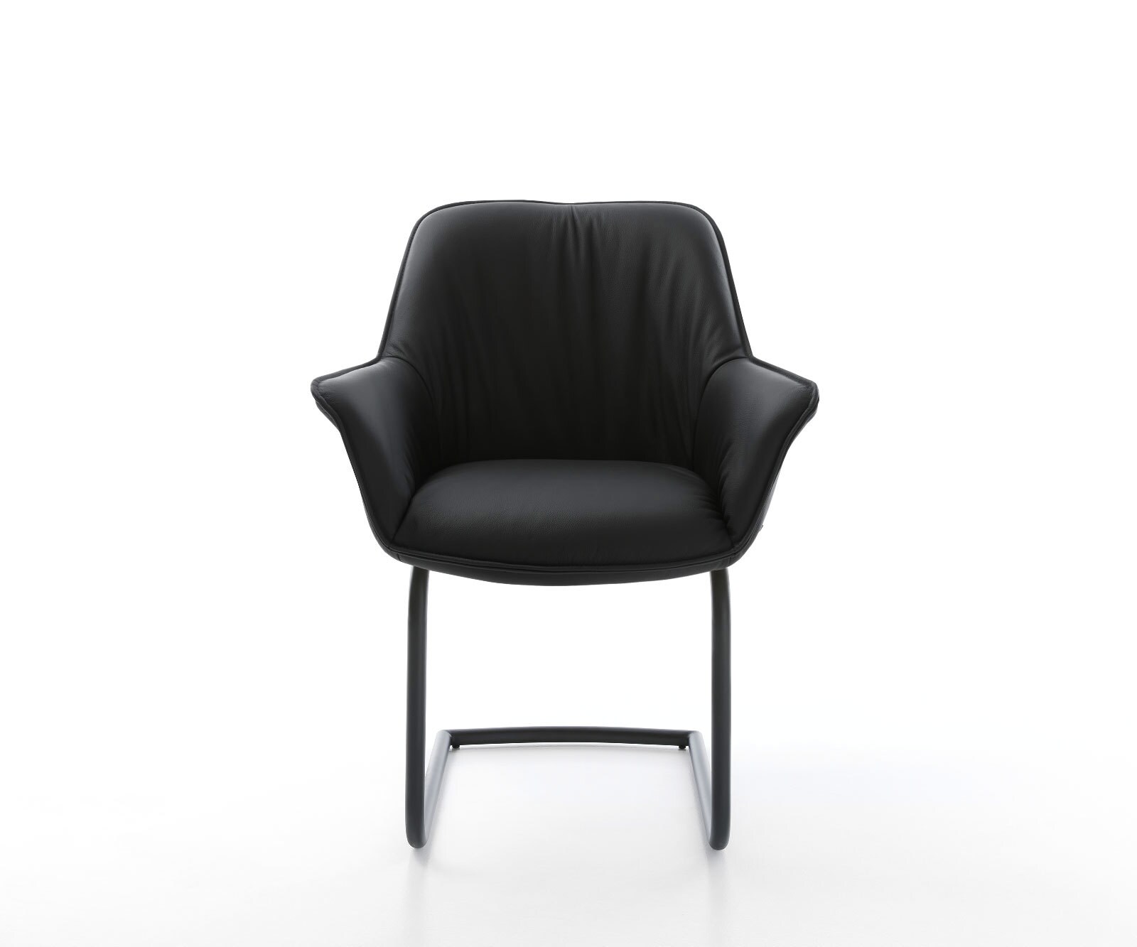 Sledemodel Keila-Flex met armleuning echt leer zwart sledemodel rond zwart 2 Sledemodel Keila-Flex met armleuning echt leer zwart sledemodel rond zwart 2