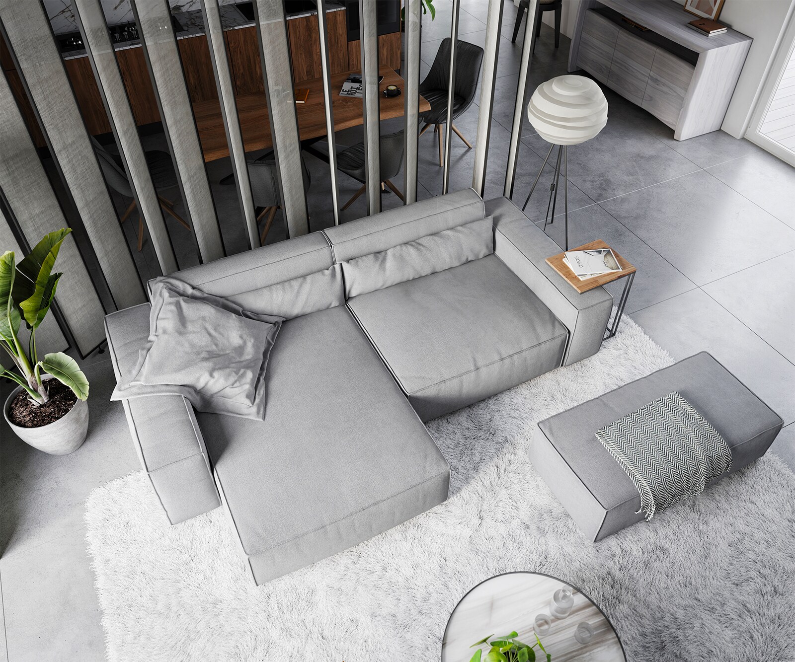 Hoekbank Sirpio XL 270x170 cm microvezel grijs recamiere variabele met kruk 3