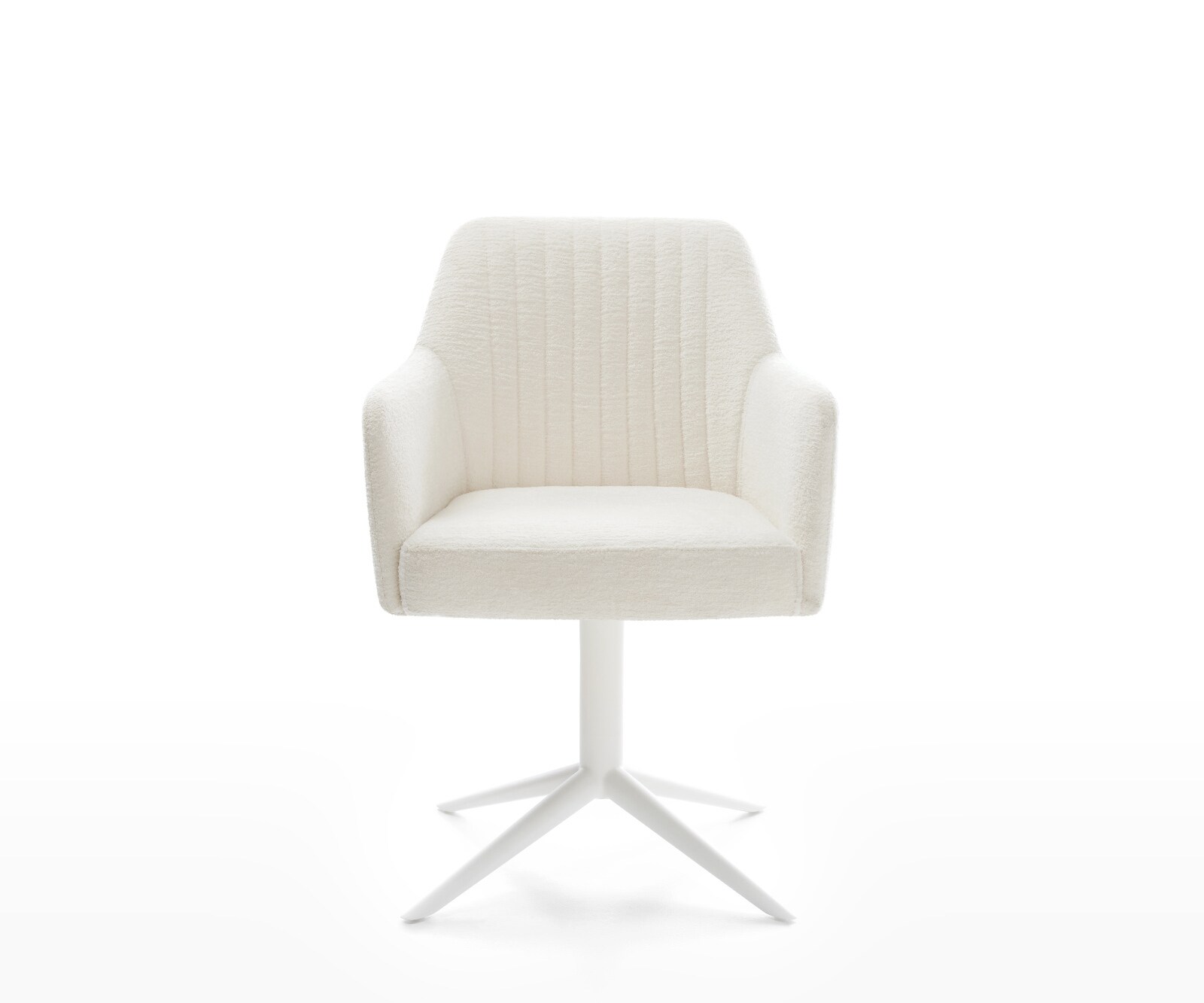 Draaistoel Greg-Flex bouclé zacht beige kruispoot wit 360° draaibaar rocker-functie pocketveer kern 2